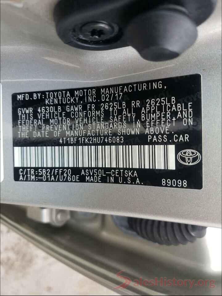 4T1BF1FK2HU746083 2017 TOYOTA CAMRY