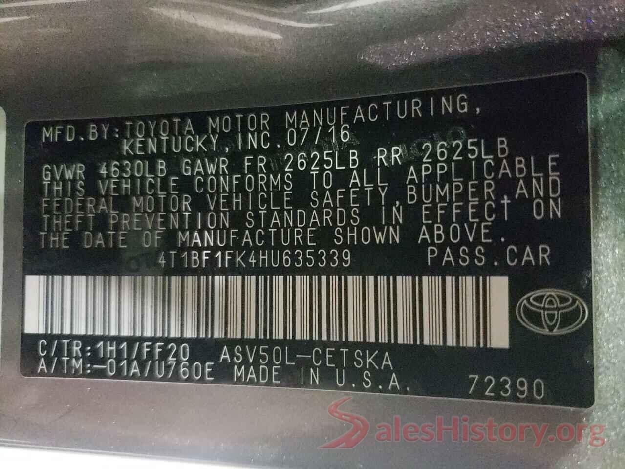 4T1BF1FK4HU635339 2017 TOYOTA CAMRY