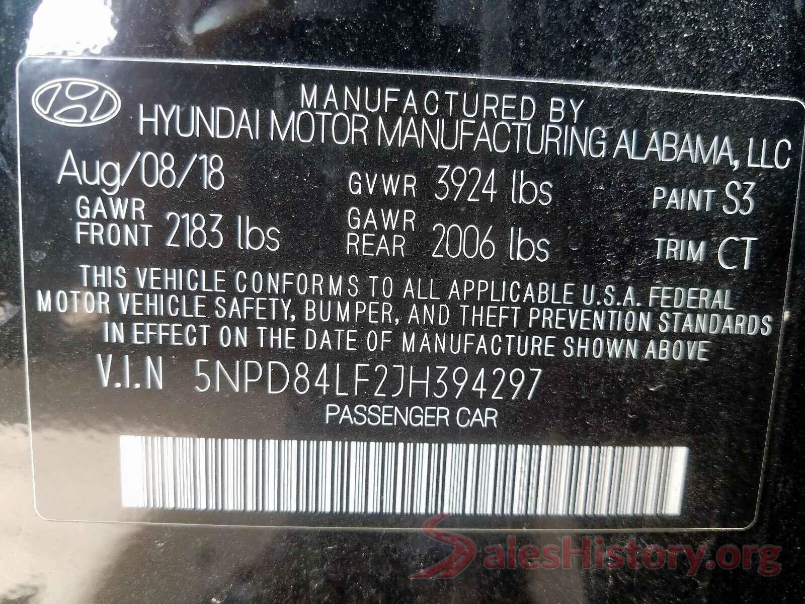 5NPD84LF2JH394297 2018 HYUNDAI ELANTRA