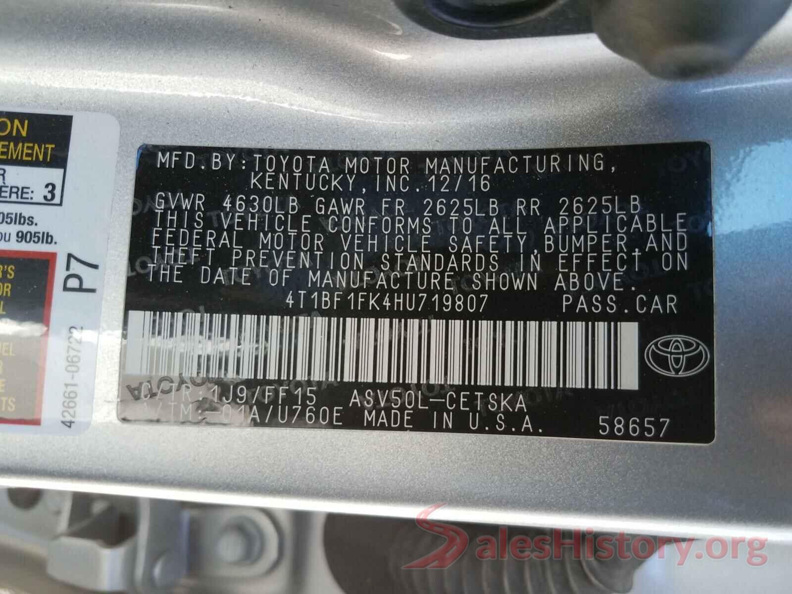 4T1BF1FK4HU719807 2017 TOYOTA CAMRY