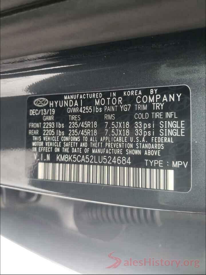 KM8K5CA52LU524684 2020 HYUNDAI KONA