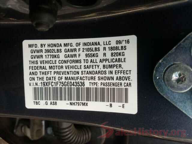 19XFC1F75GE043536 2016 HONDA CIVIC