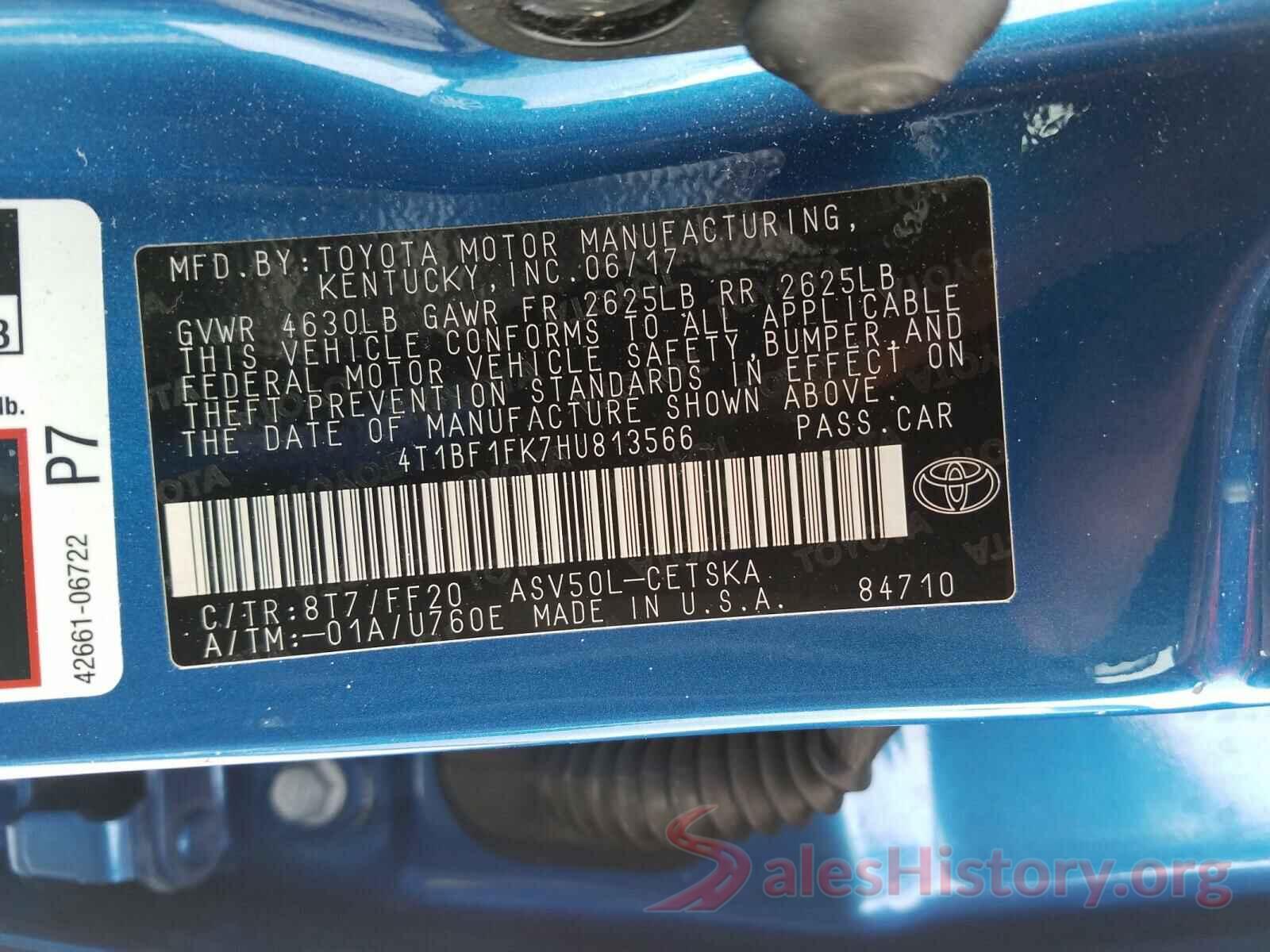 4T1BF1FK7HU813566 2017 TOYOTA CAMRY