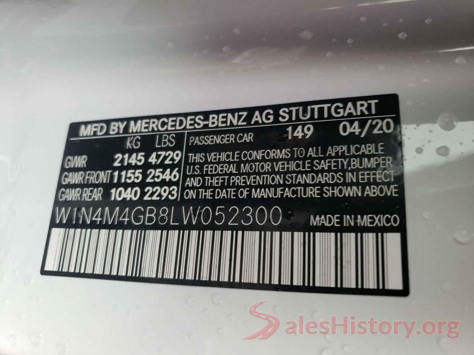 W1N4M4GB8LW052300 2020 MERCEDES-BENZ G CLASS