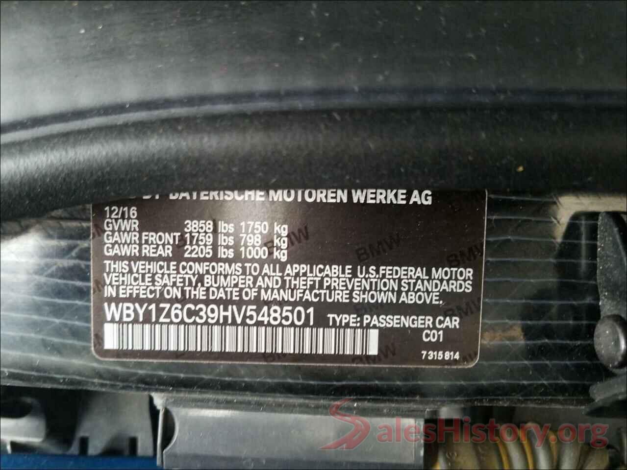 WBY1Z6C39HV548501 2017 BMW I SERIES