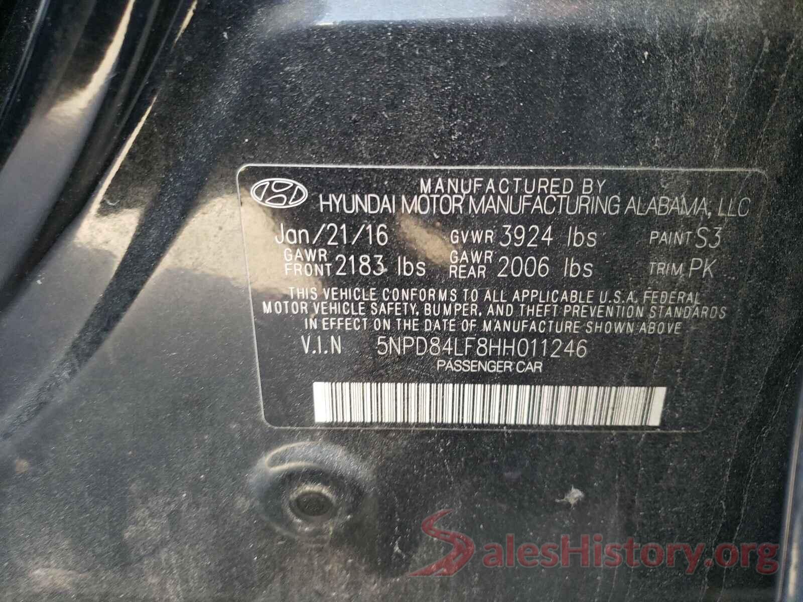 5NPD84LF8HH011246 2017 HYUNDAI ELANTRA