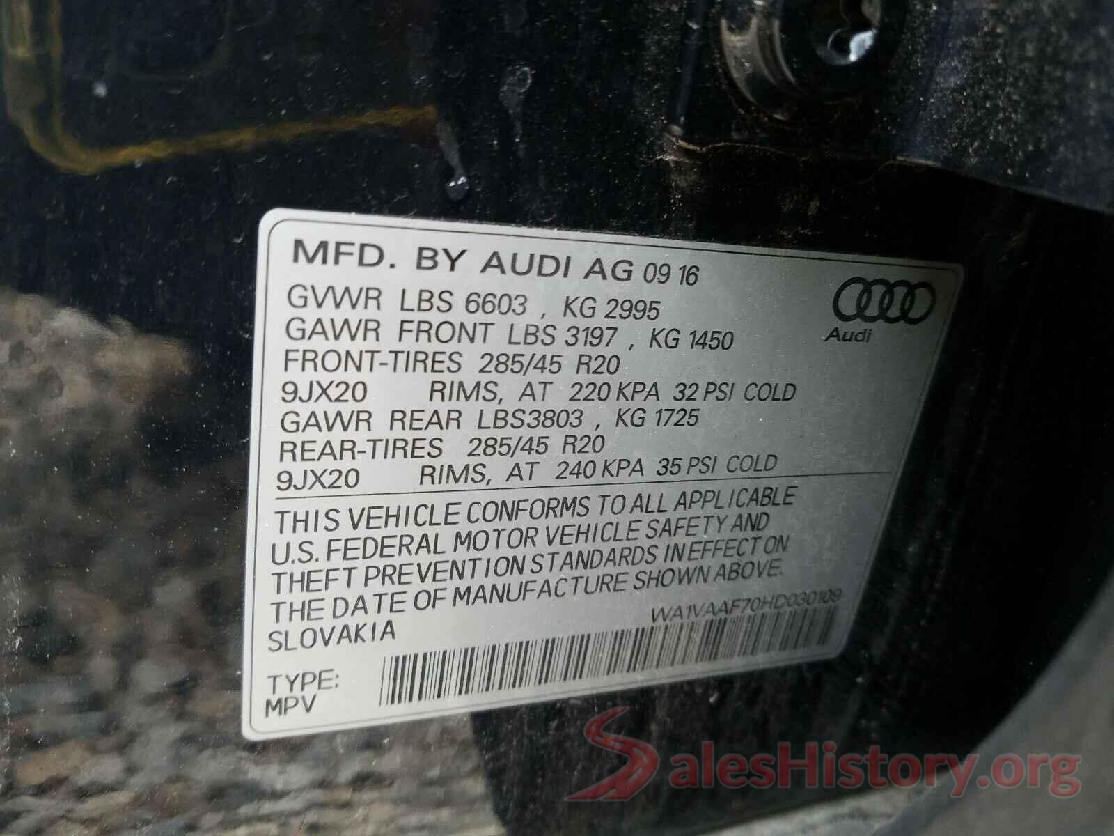 WA1VAAF70HD030109 2017 AUDI Q7