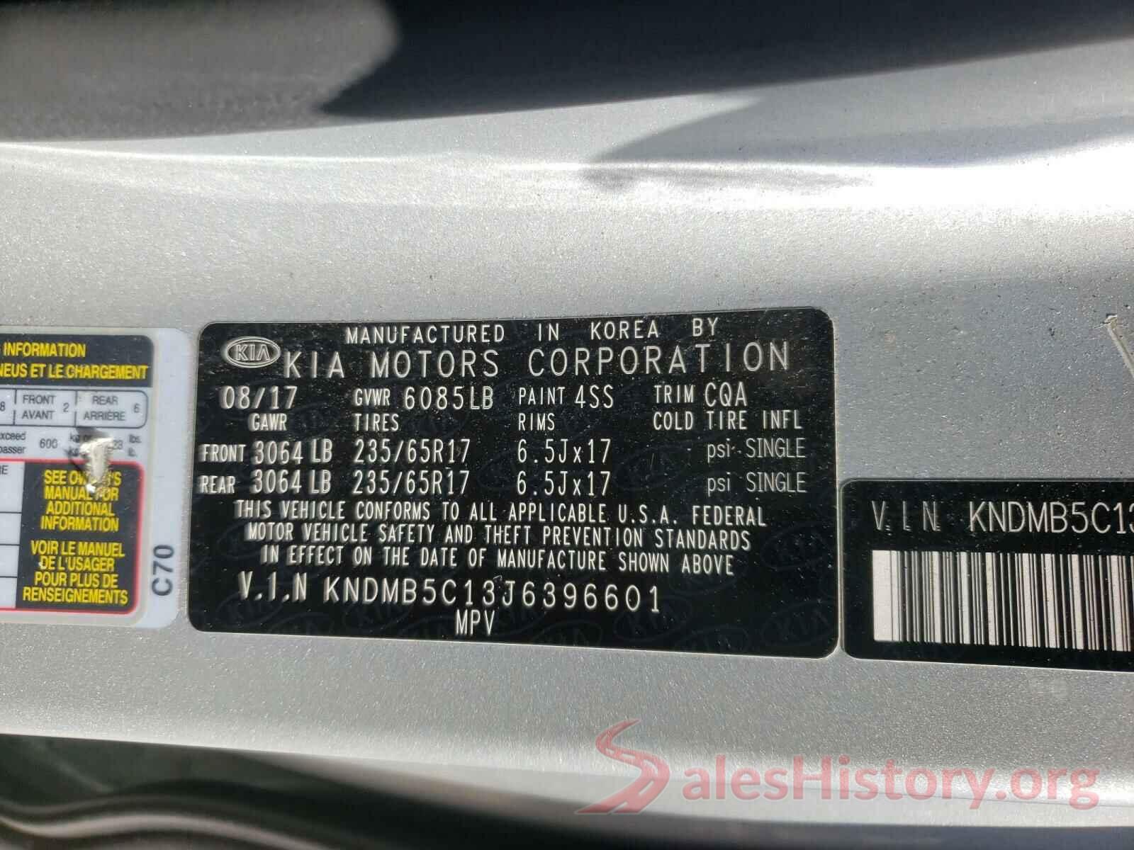 KNDMB5C13J6396601 2018 KIA SEDONA