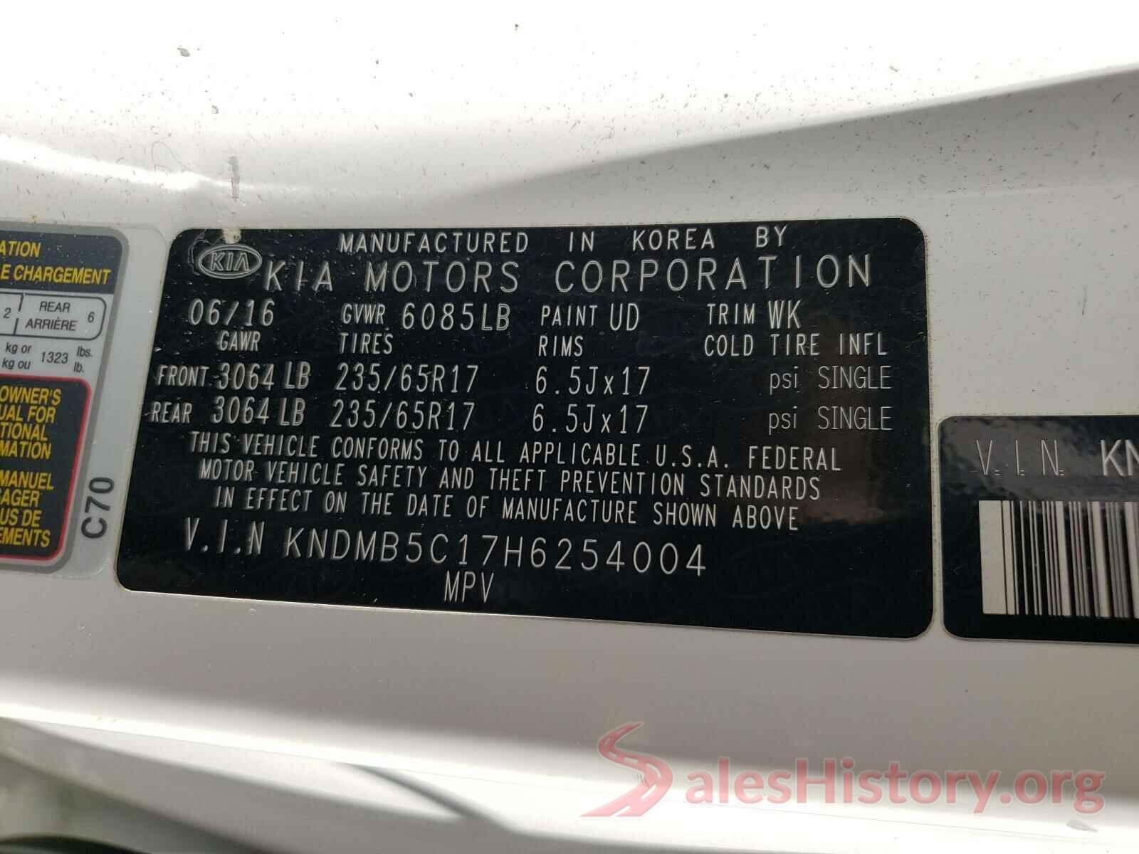 KNDMB5C17H6254004 2017 KIA SEDONA