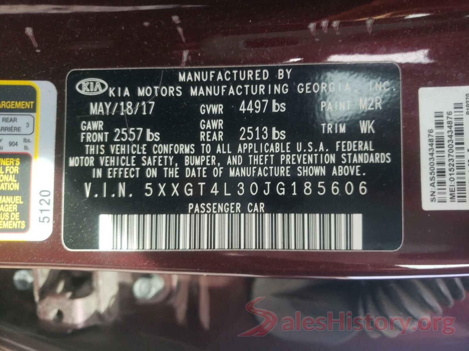 5XXGT4L30JG185606 2018 KIA OPTIMA