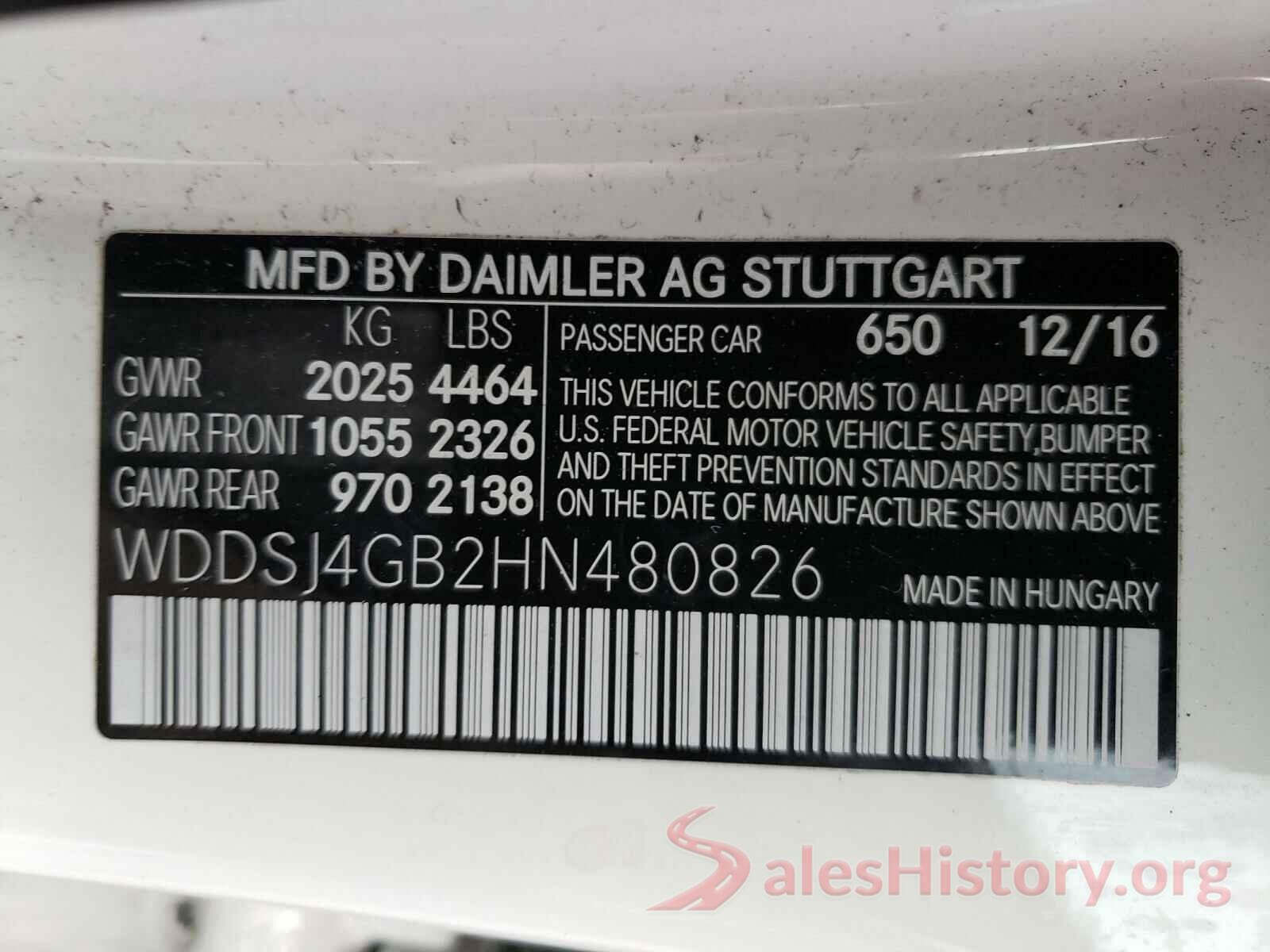 WDDSJ4GB2HN480826 2017 MERCEDES-BENZ C CLASS