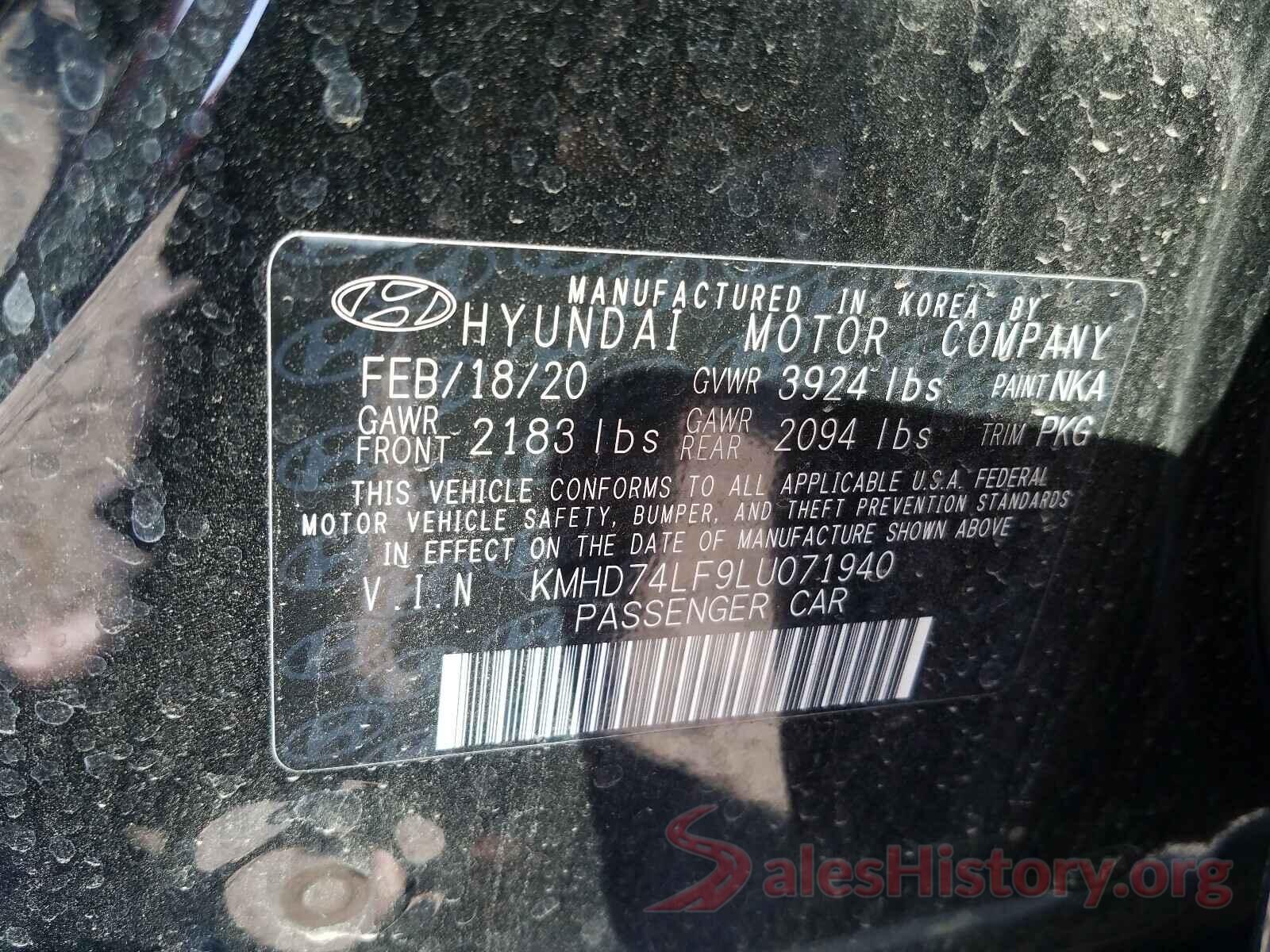 KMHD74LF9LU071940 2020 HYUNDAI ELANTRA