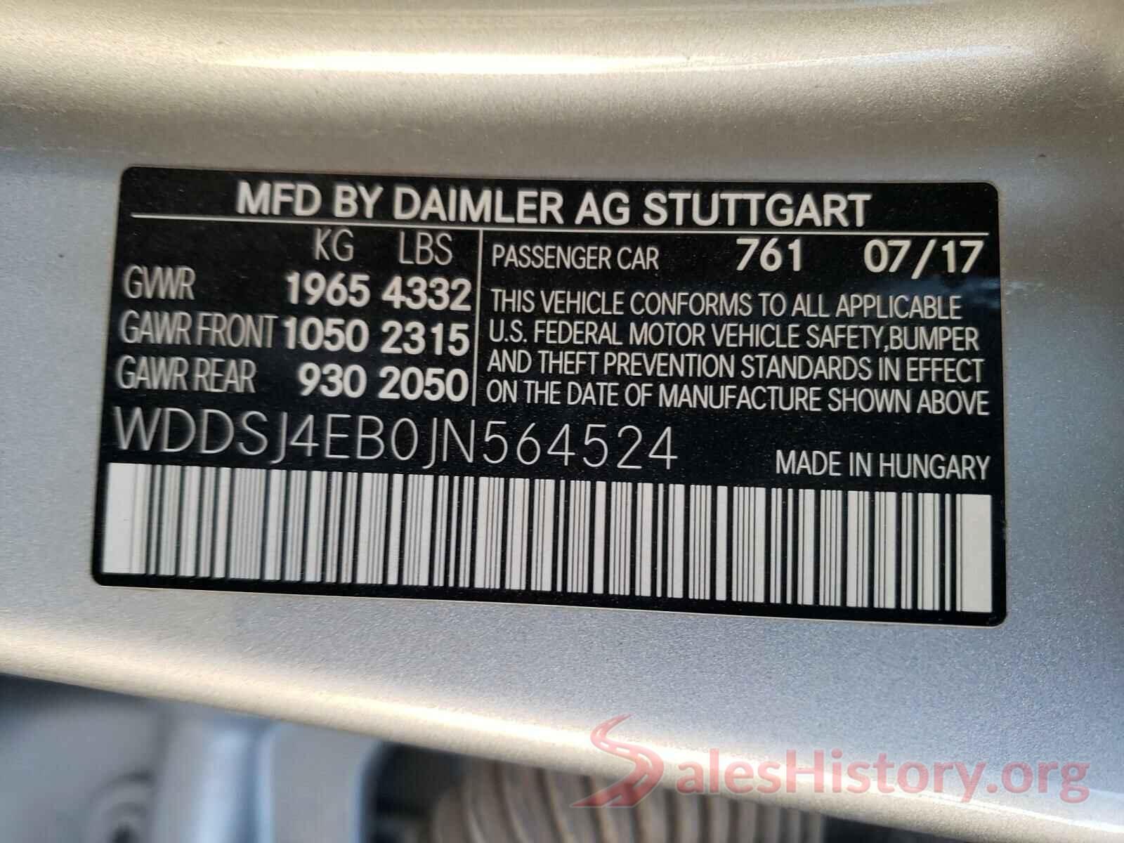 WDDSJ4EB0JN564524 2018 MERCEDES-BENZ C CLASS