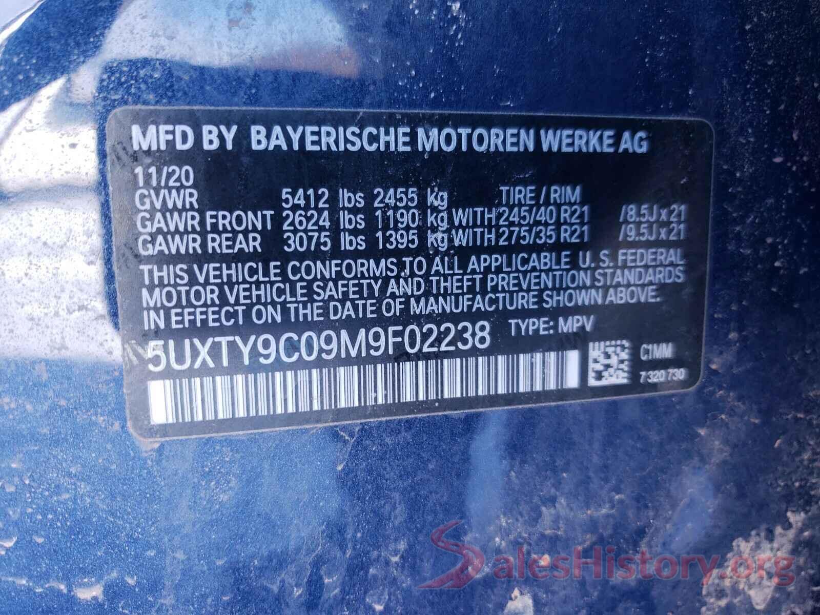 5UXTY9C09M9F02238 2021 BMW X3