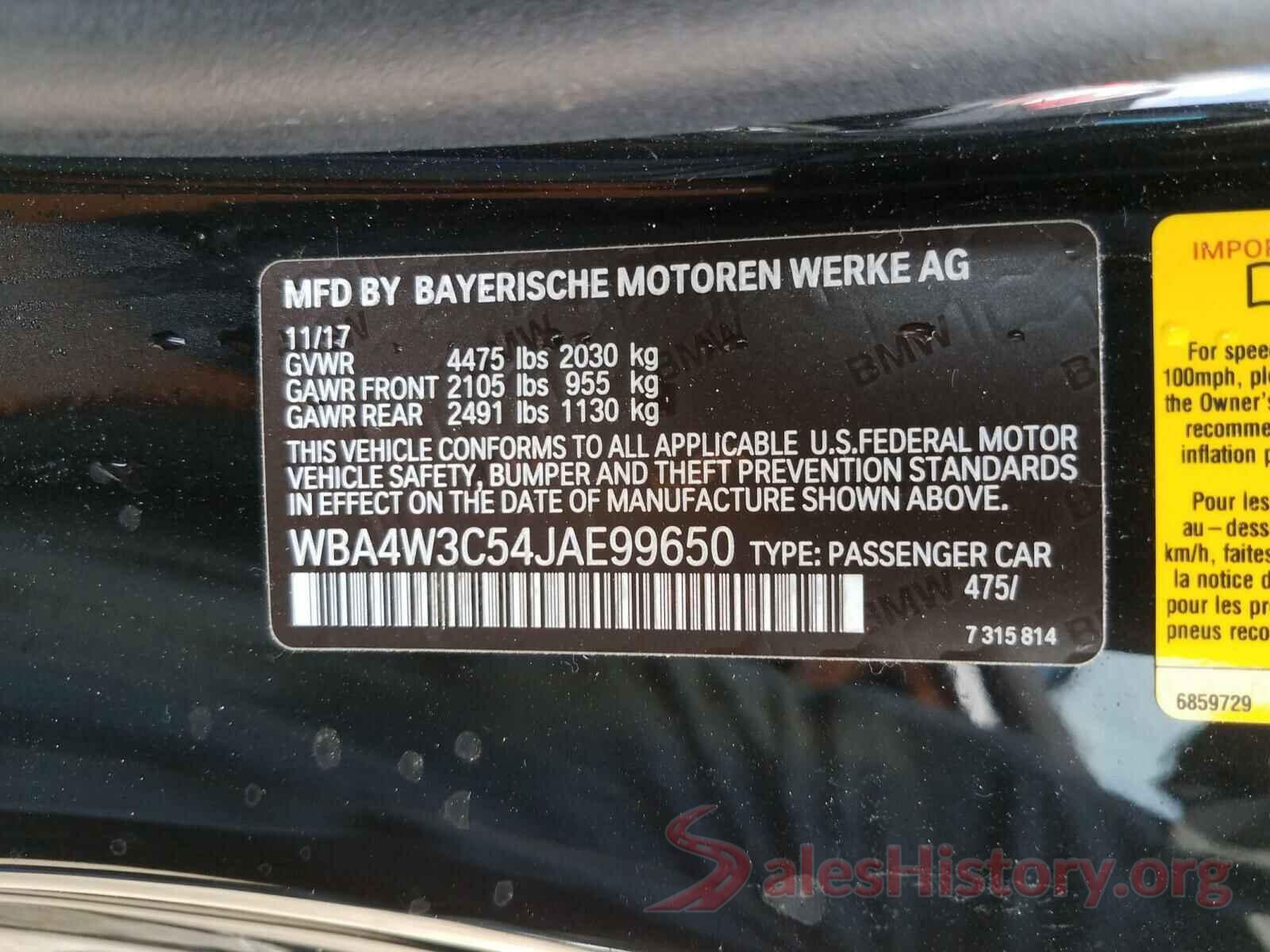 WBA4W3C54JAE99650 2018 BMW 4 SERIES