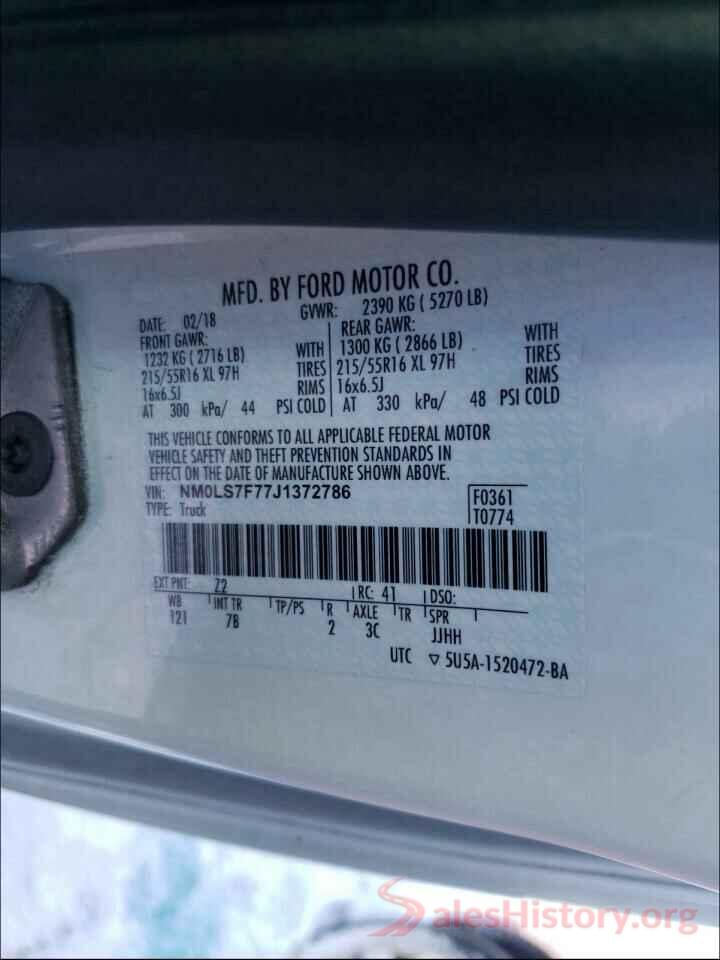 NM0LS7F77J1372786 2018 FORD TRANSIT CO