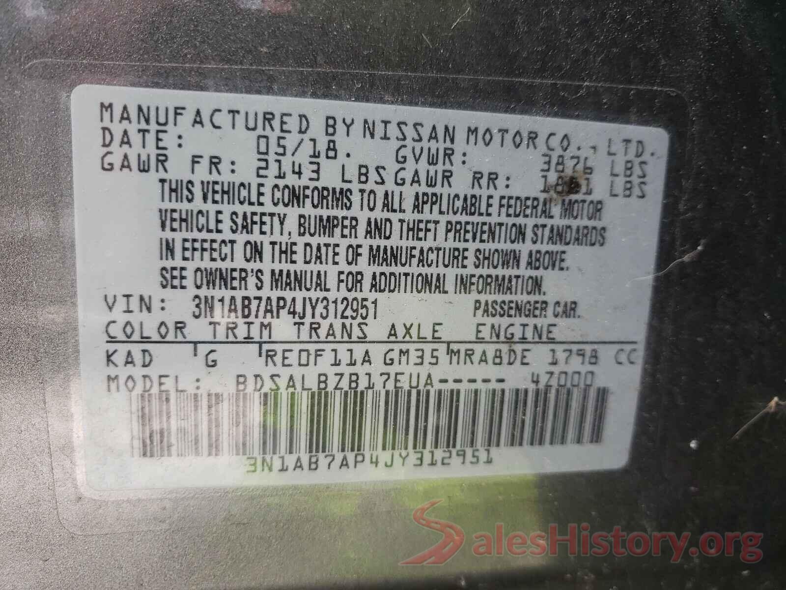 3N1AB7AP4JY312951 2018 NISSAN SENTRA