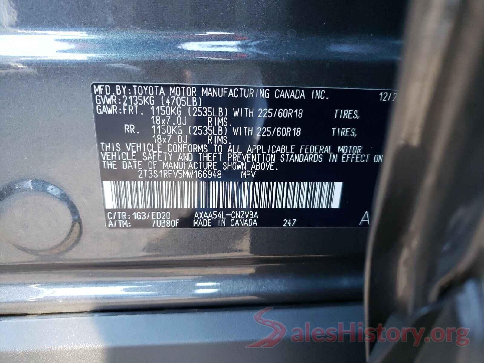 2T3S1RFV5MW166948 2021 TOYOTA RAV4