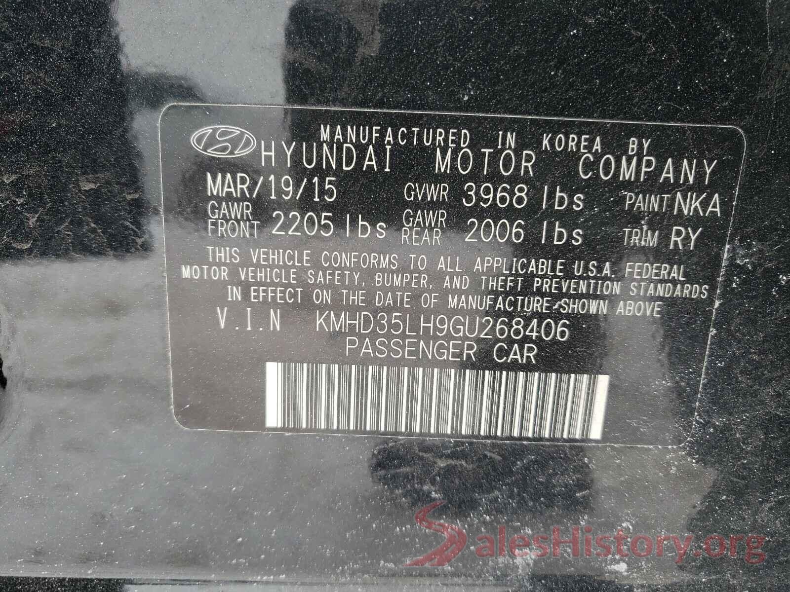 KMHD35LH9GU268406 2016 HYUNDAI ELANTRA