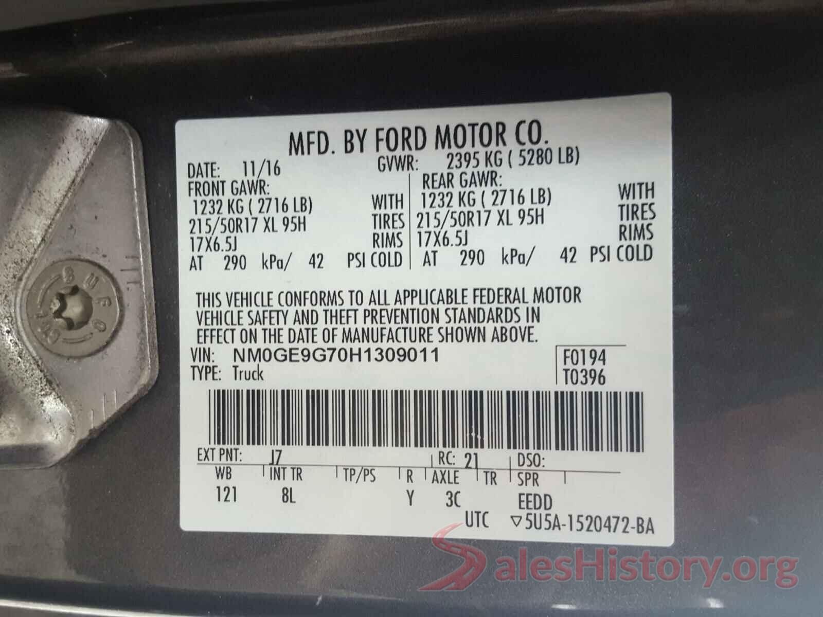 NM0GE9G70H1309011 2017 FORD TRANSIT CO