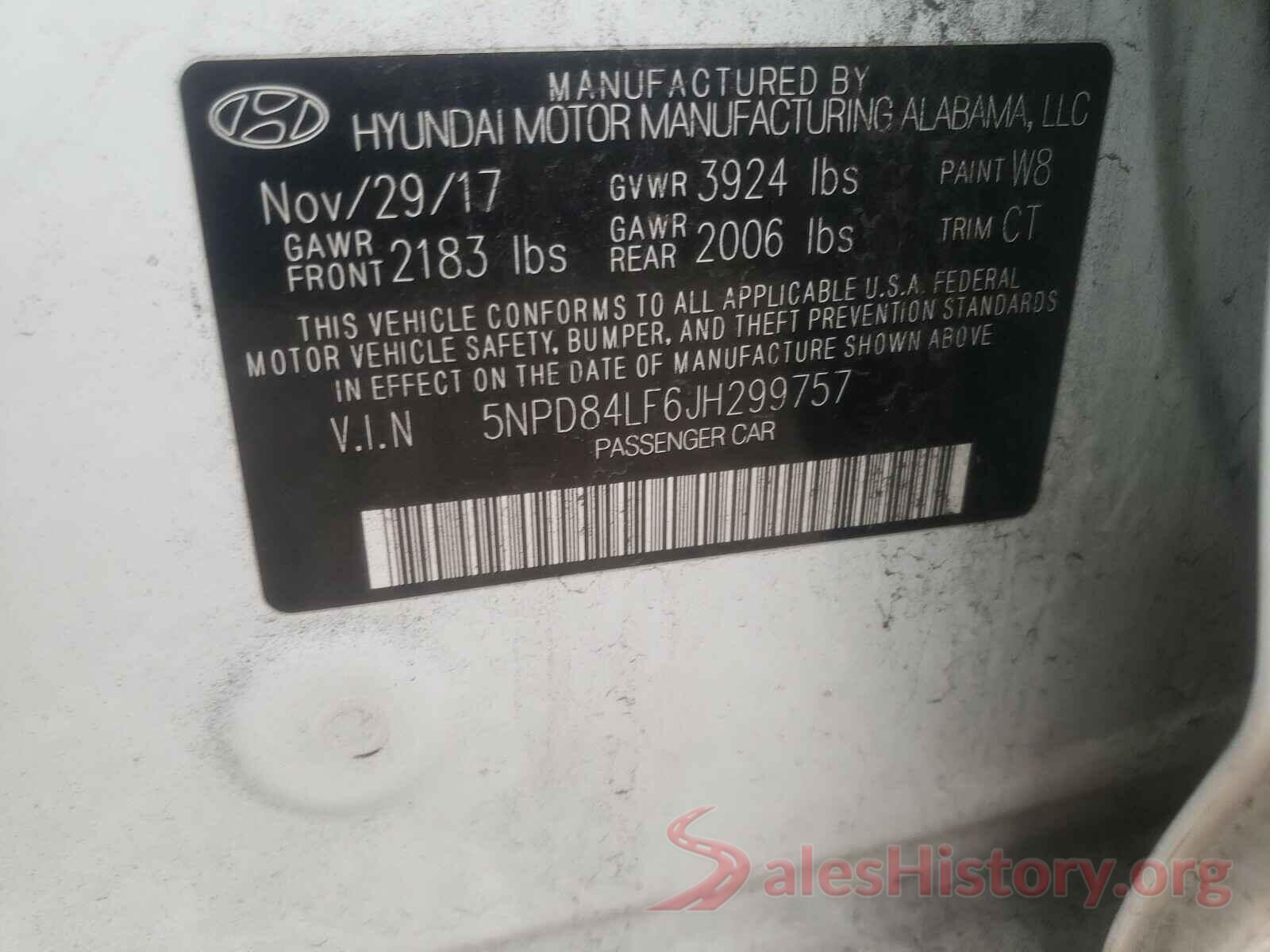 5NPD84LF6JH299757 2018 HYUNDAI ELANTRA