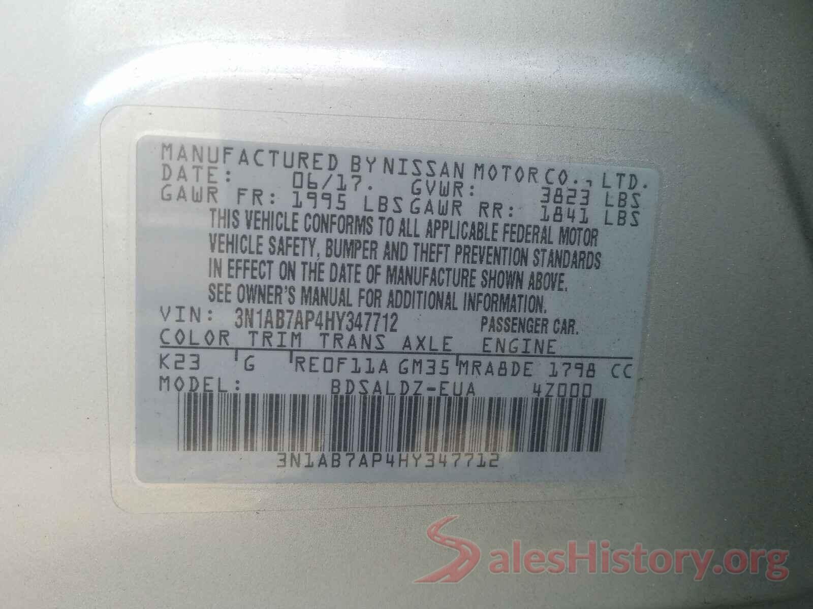 3N1AB7AP4HY347712 2017 NISSAN SENTRA