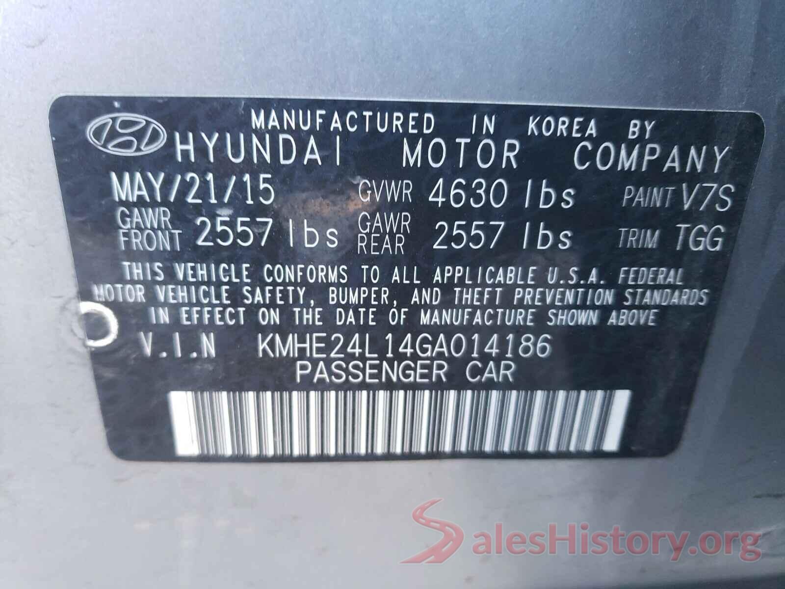 KMHE24L14GA014186 2016 HYUNDAI SONATA