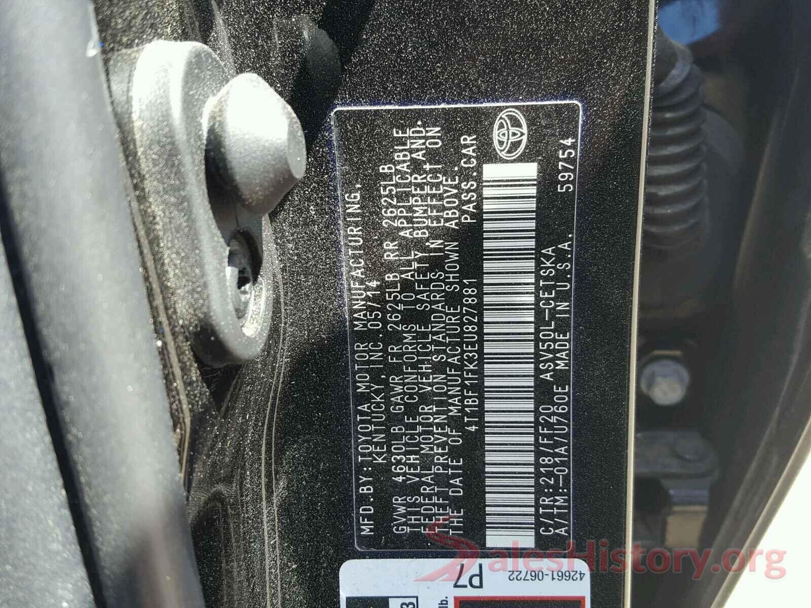 4T1BF1FK3EU827881 2014 TOYOTA CAMRY