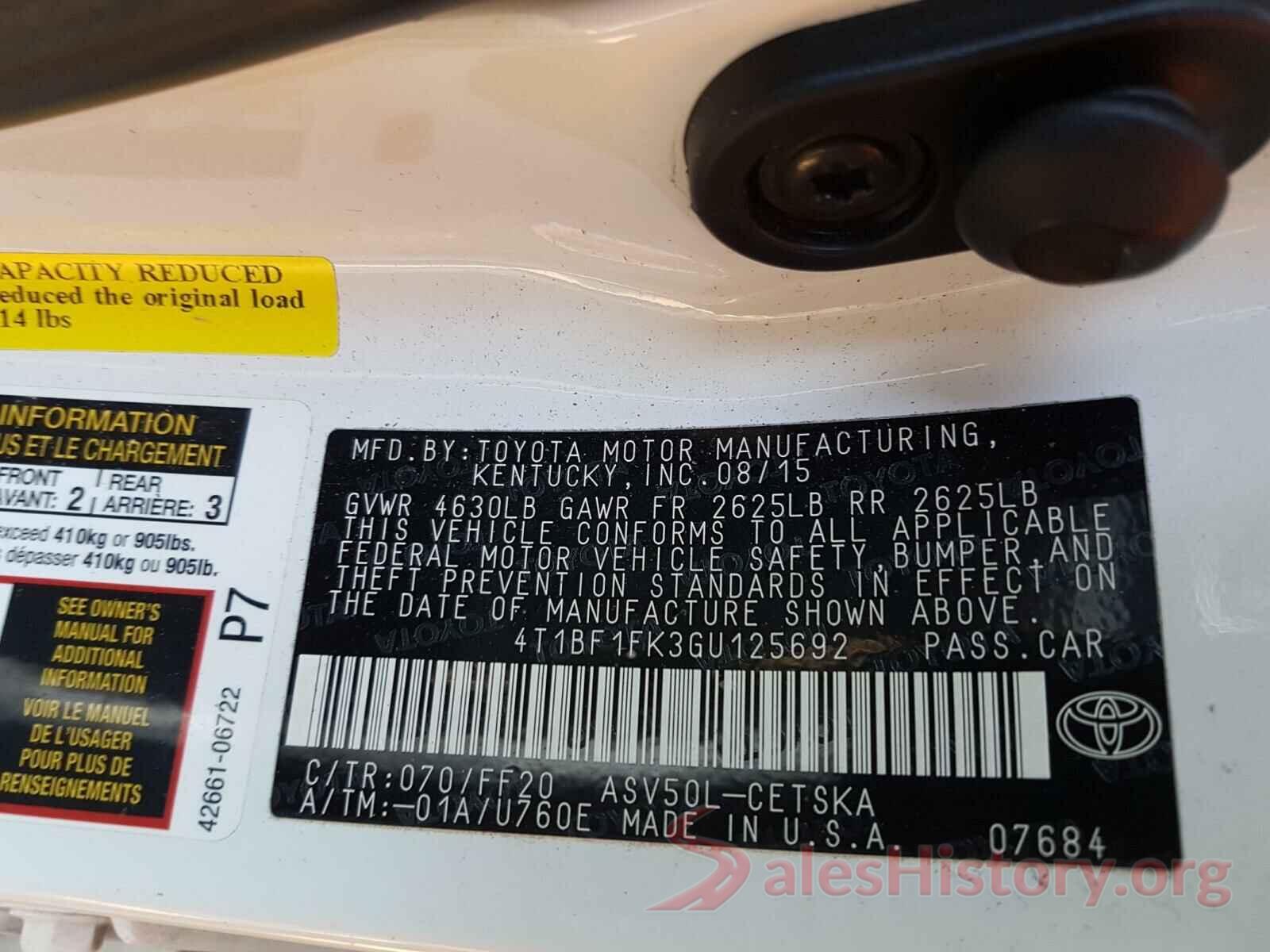 4T1BF1FK3GU125692 2016 TOYOTA CAMRY