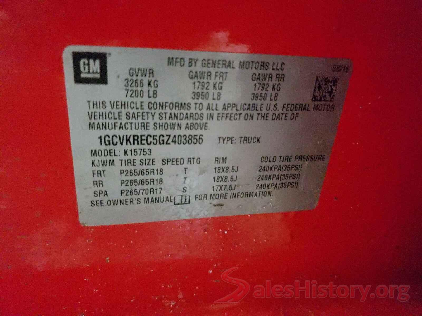 1GCVKREC5GZ403856 2016 CHEVROLET SILVERADO