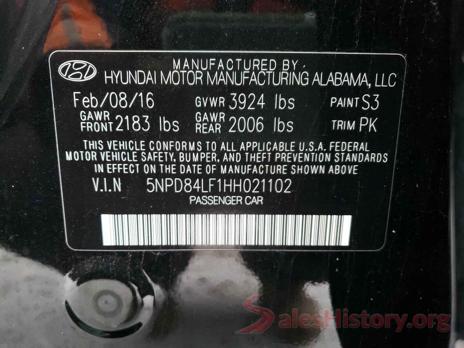 5NPD84LF1HH021102 2017 HYUNDAI ELANTRA