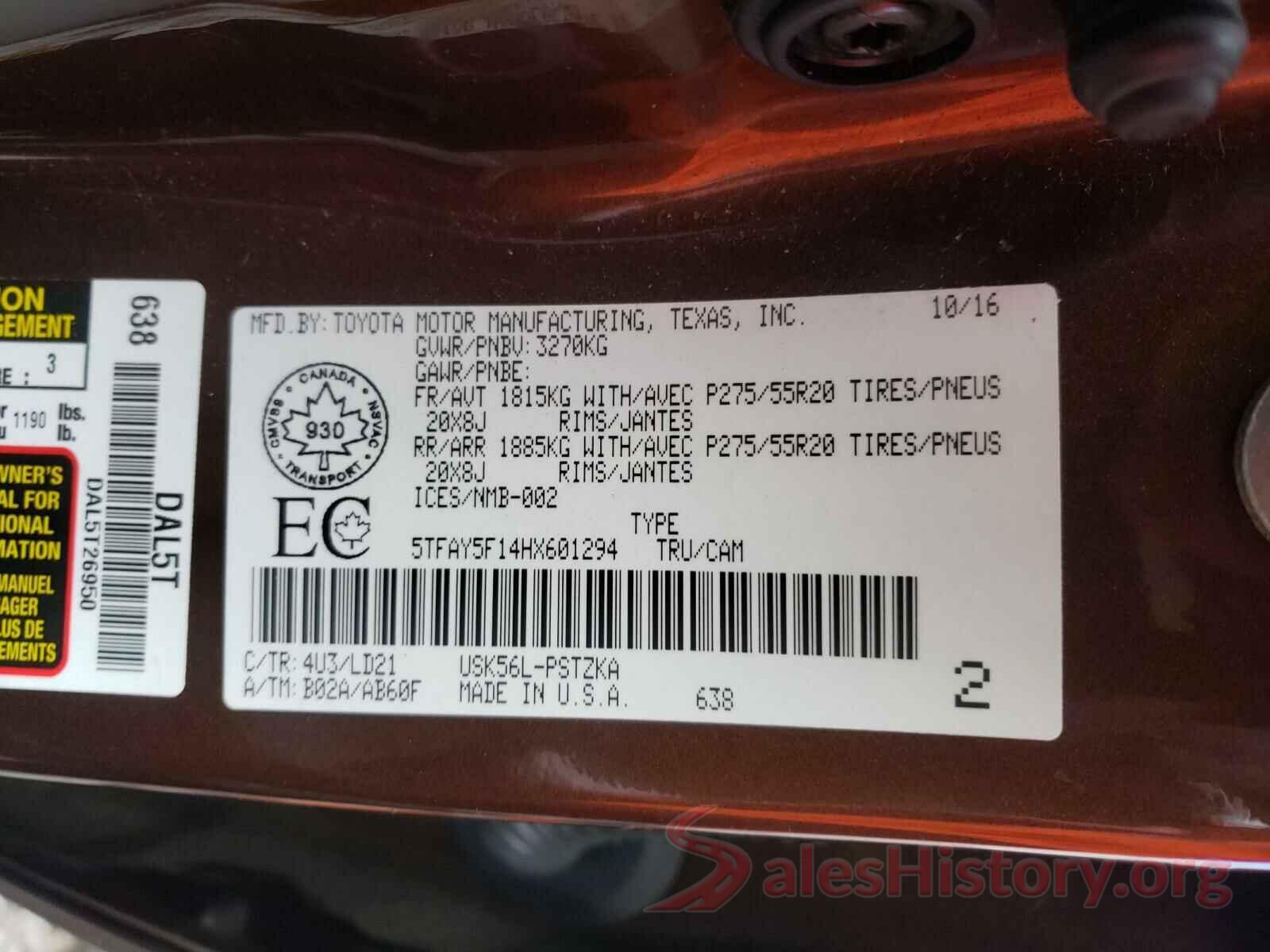 5TFAY5F14HX601294 2017 TOYOTA TUNDRA