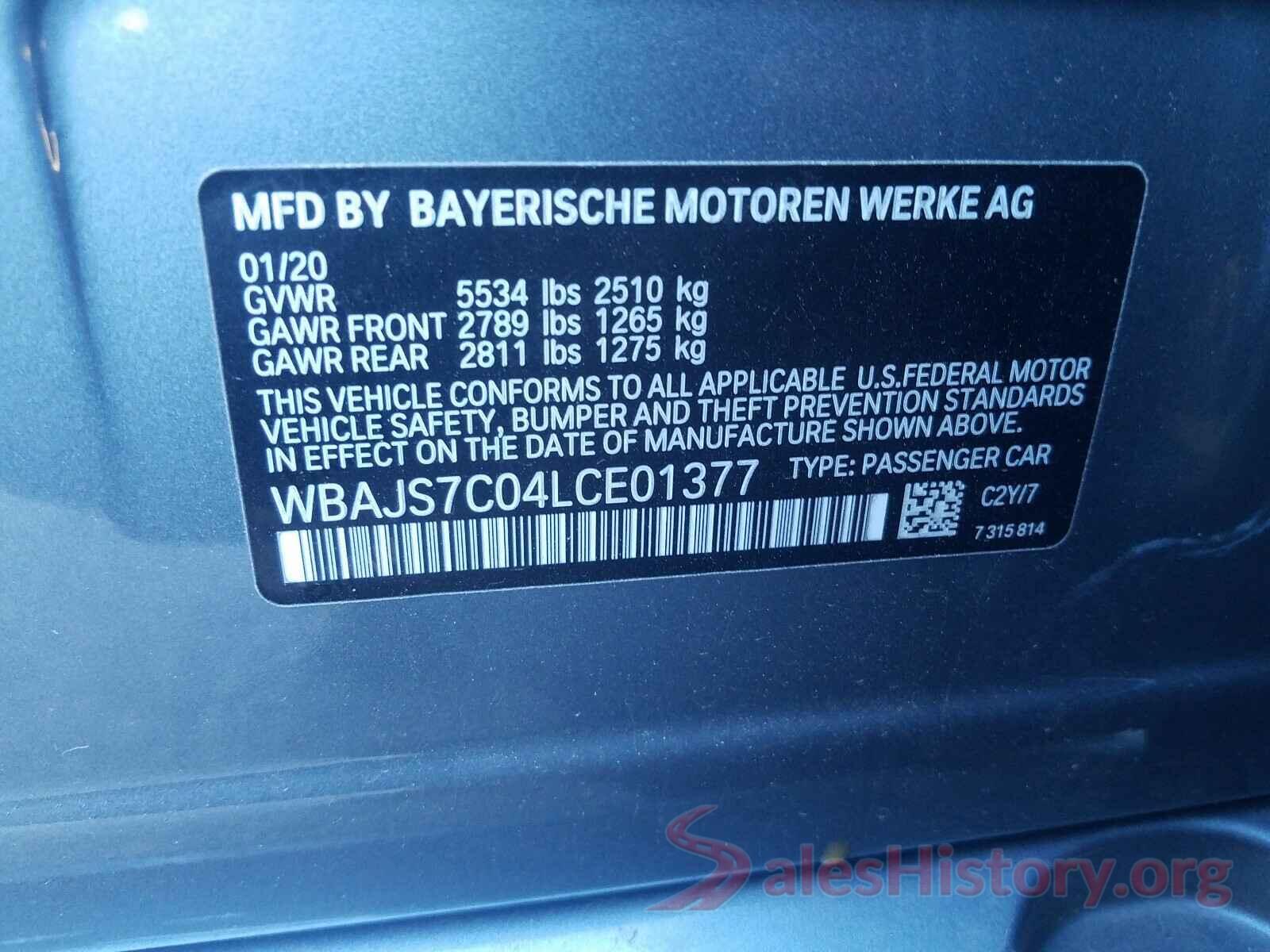 WBAJS7C04LCE01377 2020 BMW M5