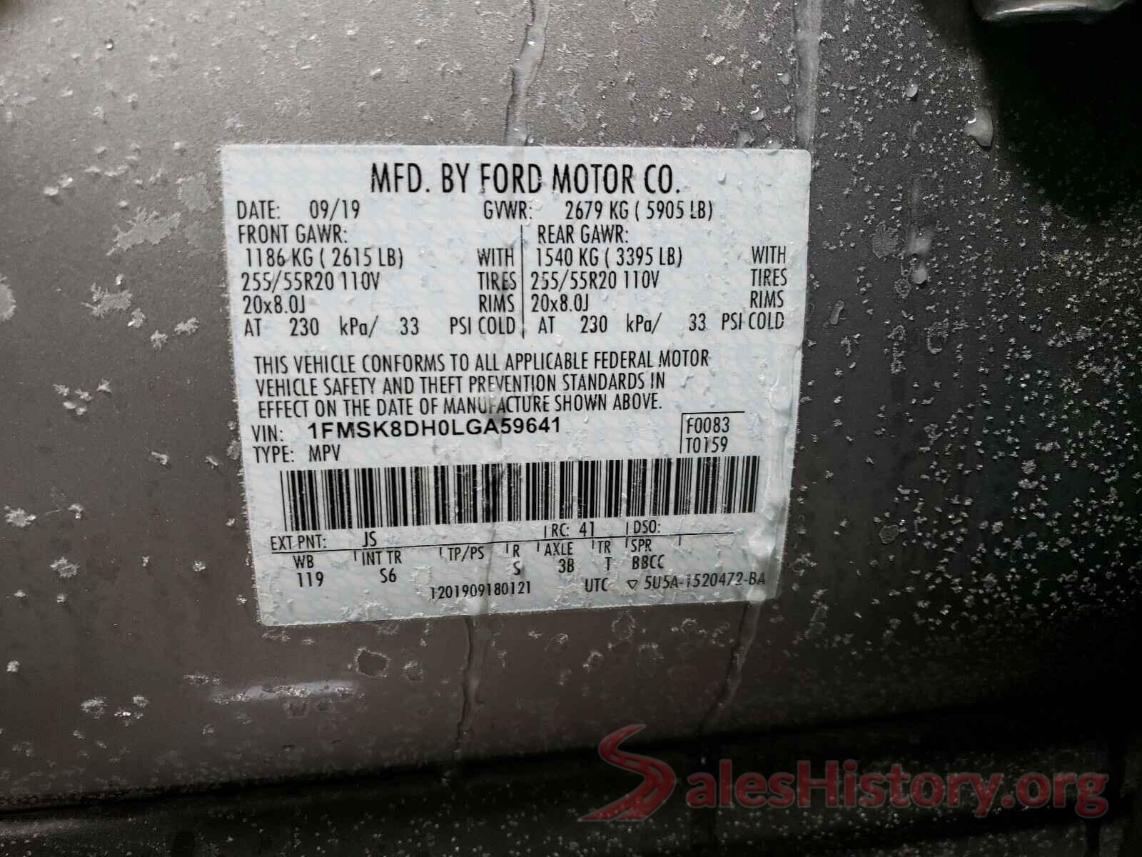 1FMSK8DH0LGA59641 2020 FORD EXPLORER