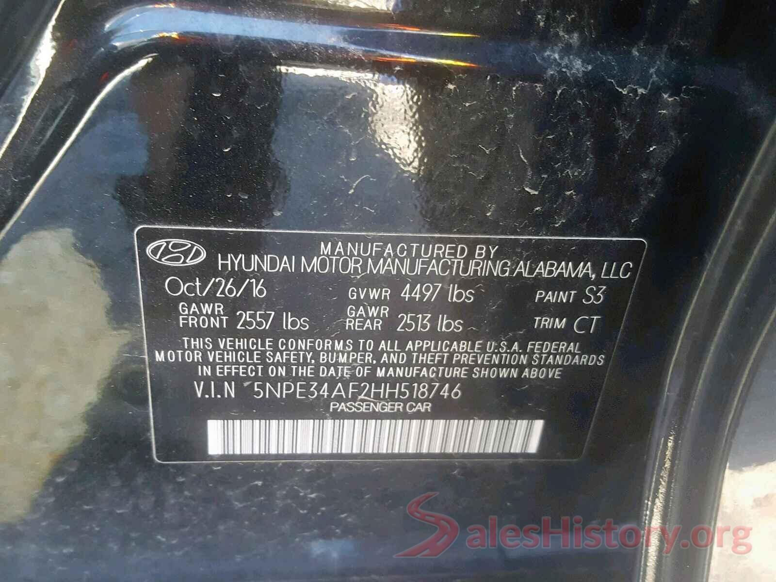 5NPE34AF2HH518746 2017 HYUNDAI SONATA