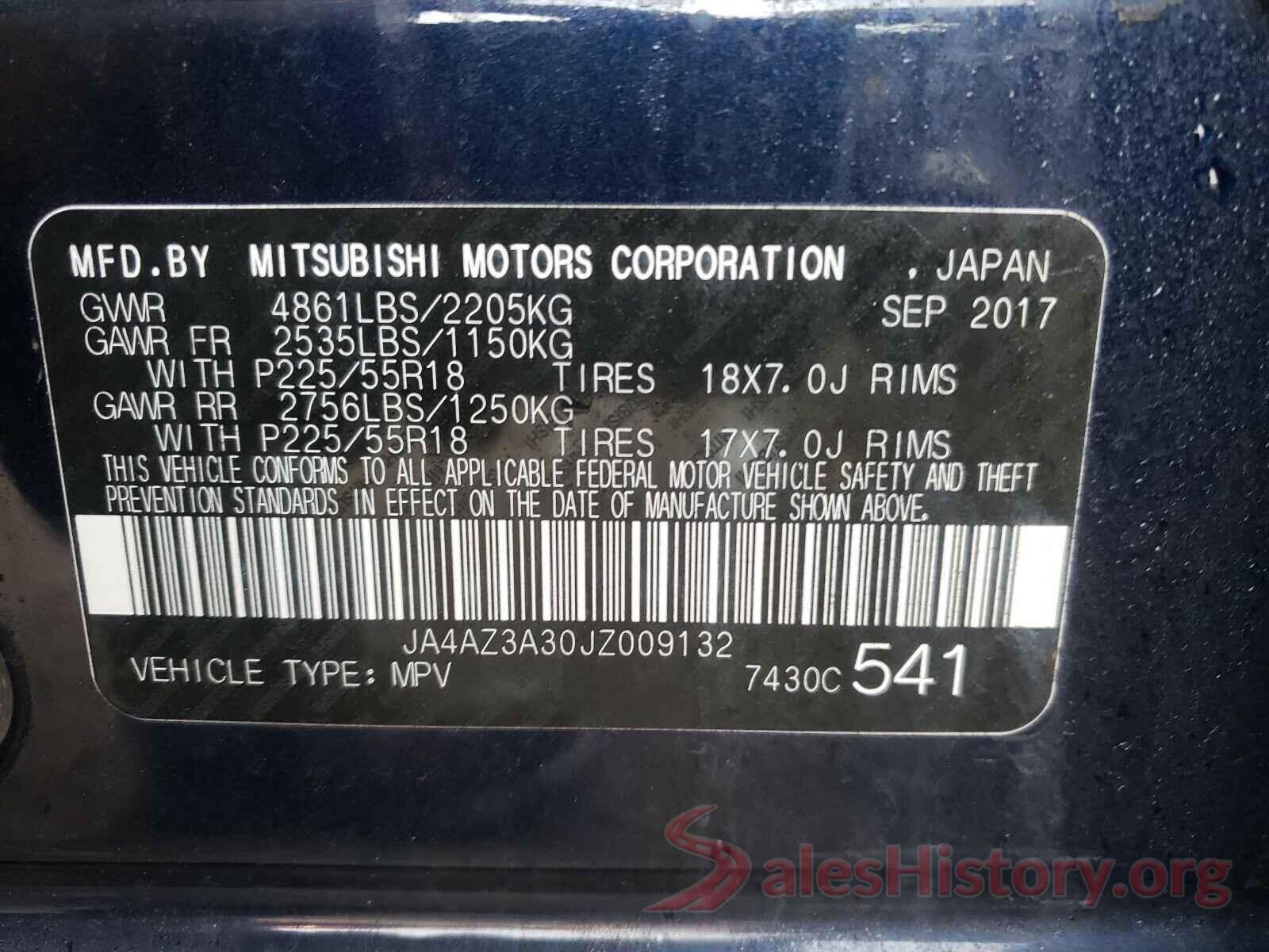 JA4AZ3A30JZ009132 2018 MITSUBISHI OUTLANDER