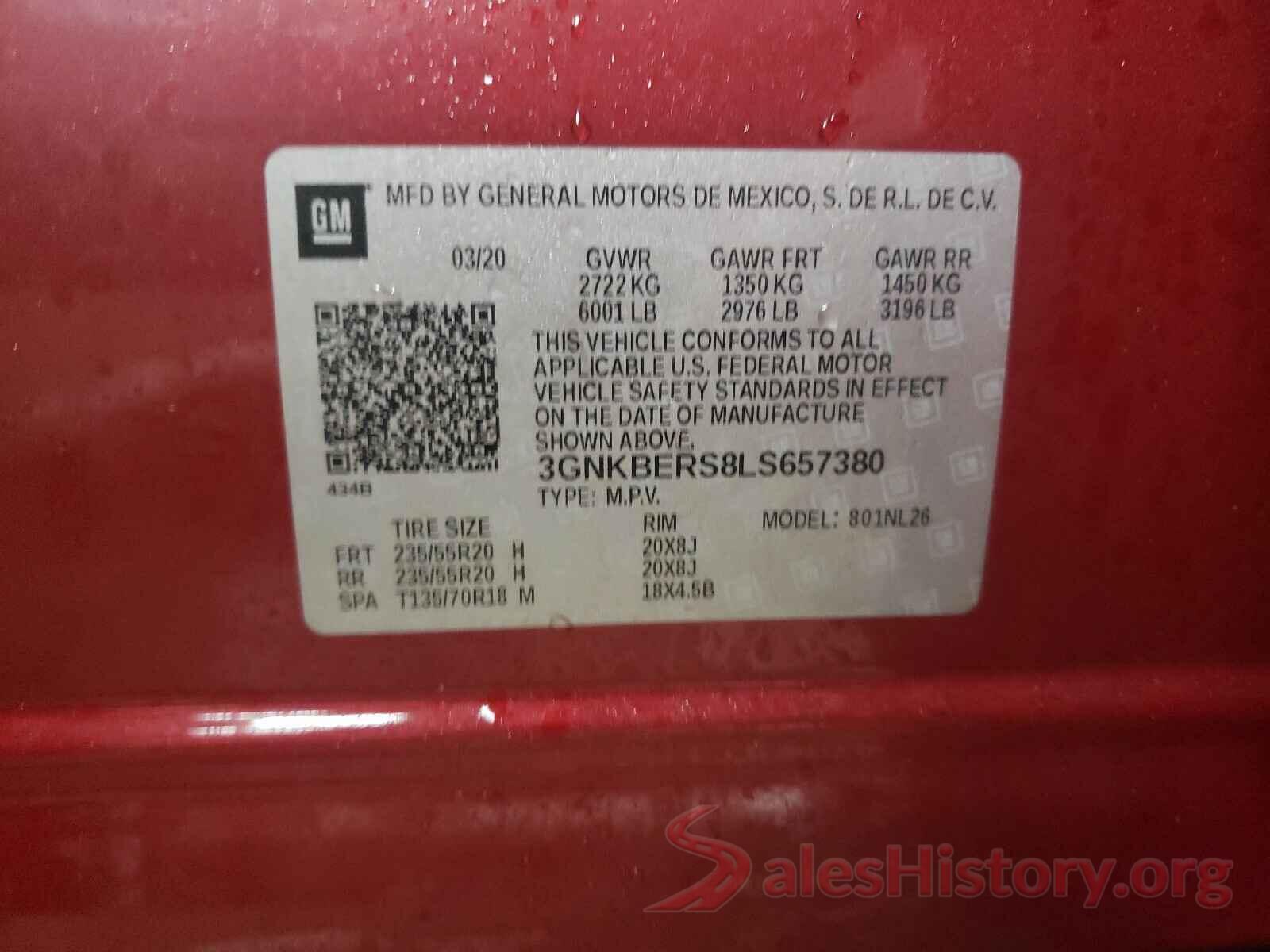 3GNKBERS8LS657380 2020 CHEVROLET BLAZER