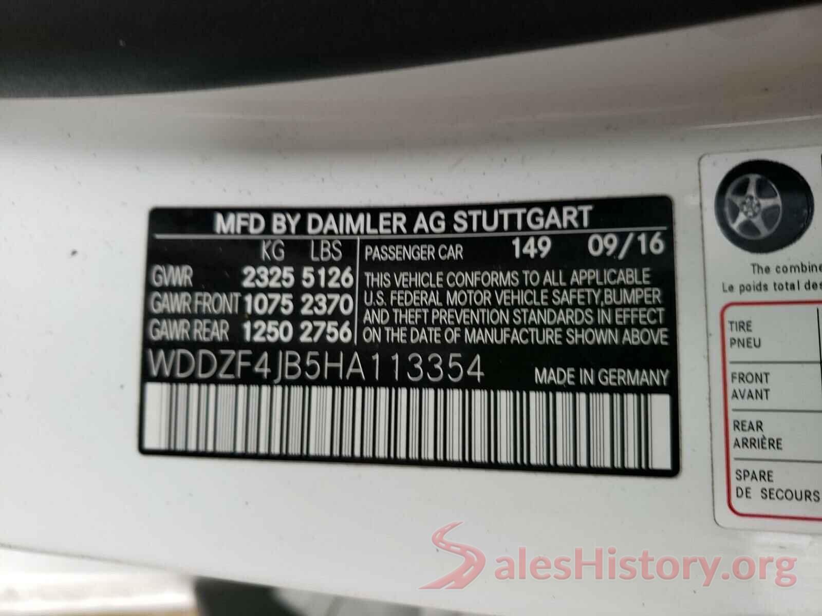 WDDZF4JB5HA113354 2017 MERCEDES-BENZ E CLASS