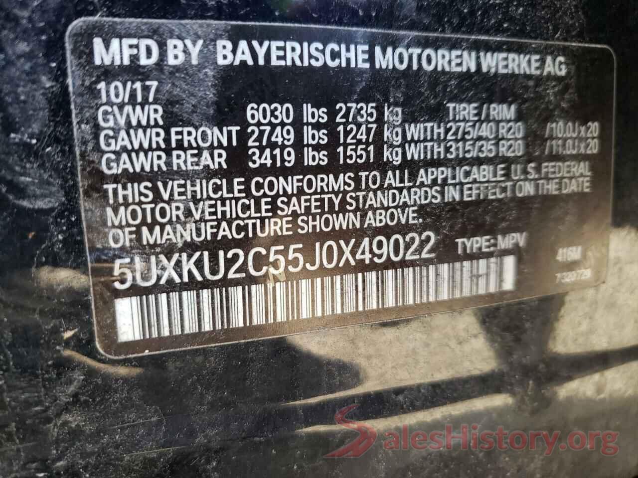 5UXKU2C55J0X49022 2018 BMW X6