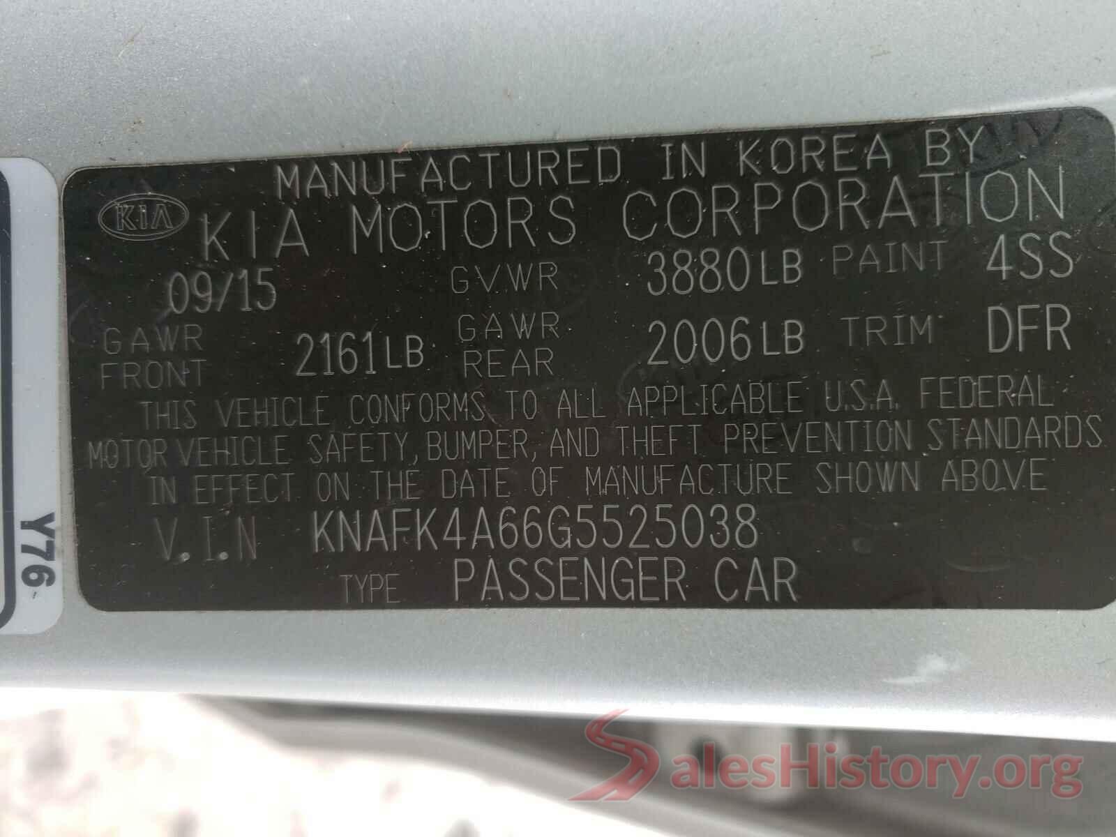 KNAFK4A66G5525038 2016 KIA FORTE