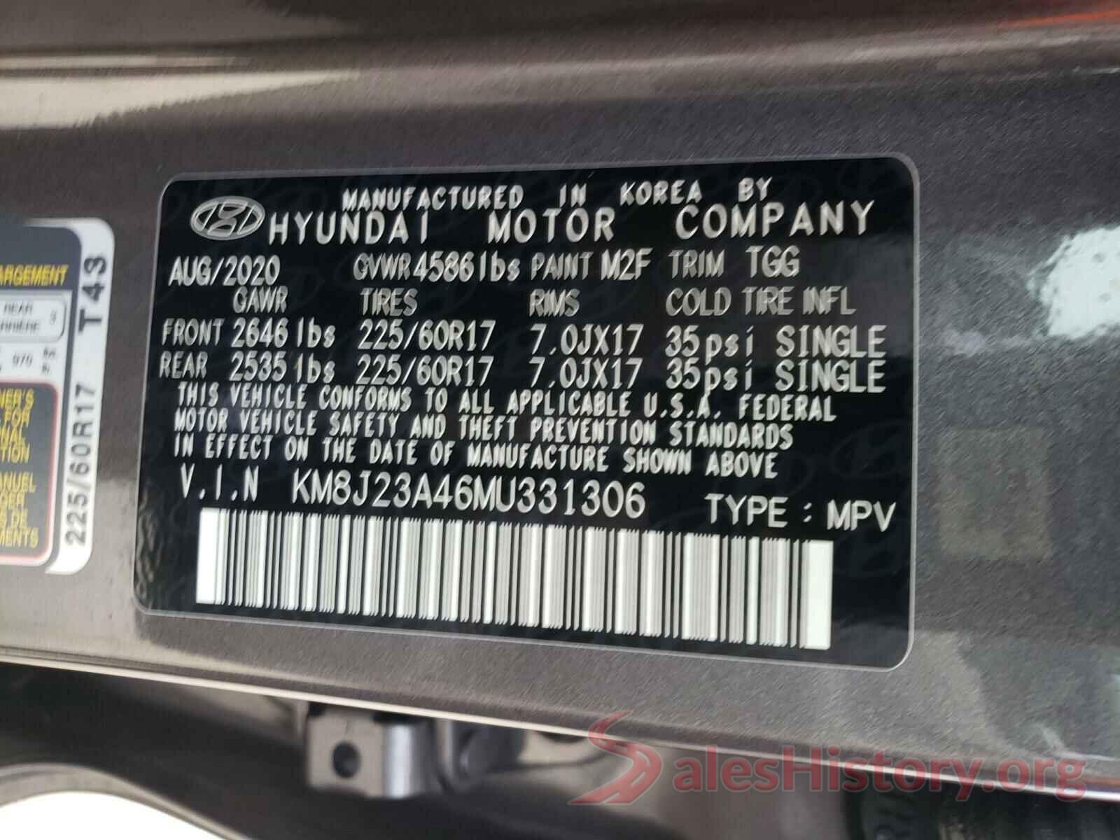 KM8J23A46MU331306 2021 HYUNDAI TUCSON