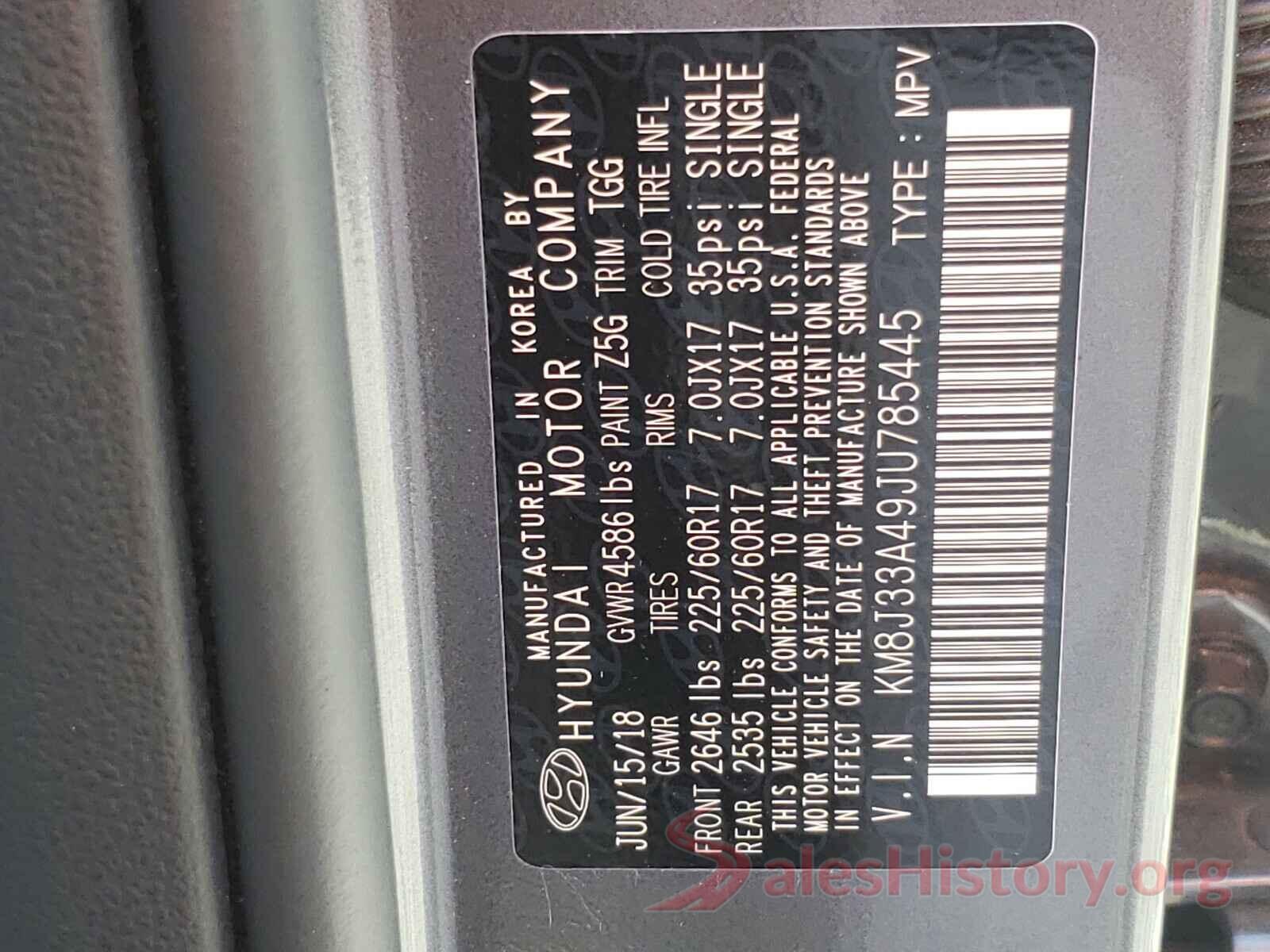 KM8J33A49JU785445 2018 HYUNDAI TUCSON