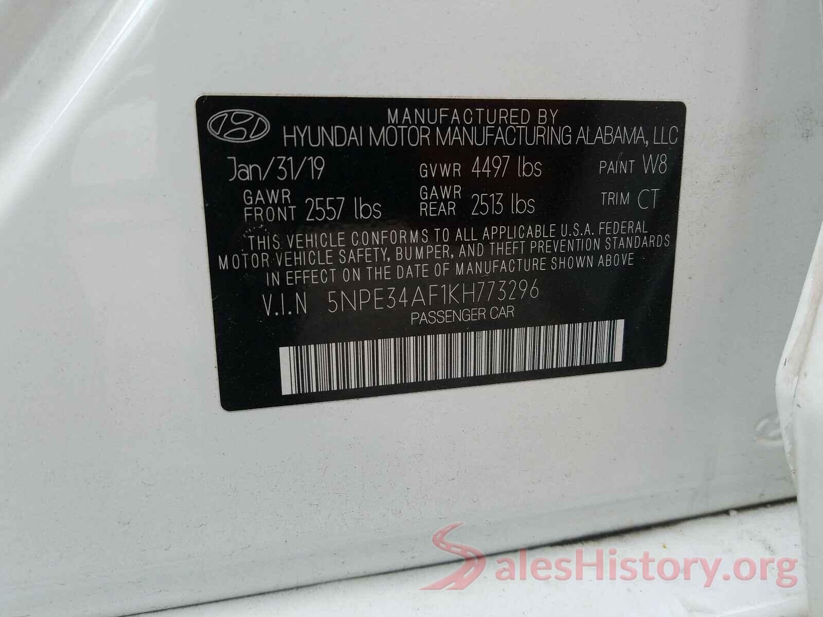 5NPE34AF1KH773296 2019 HYUNDAI SONATA