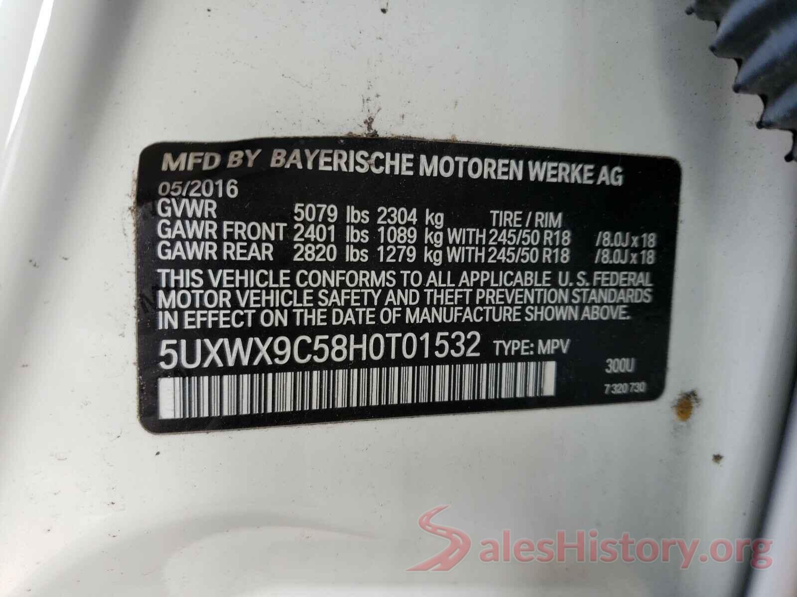 5UXWX9C58H0T01532 2017 BMW X3