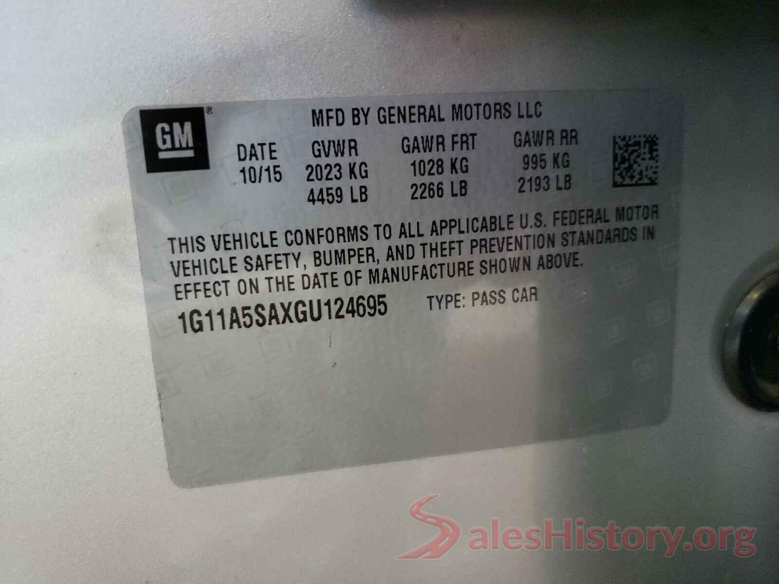 1G11A5SAXGU124695 2016 CHEVROLET MALIBU