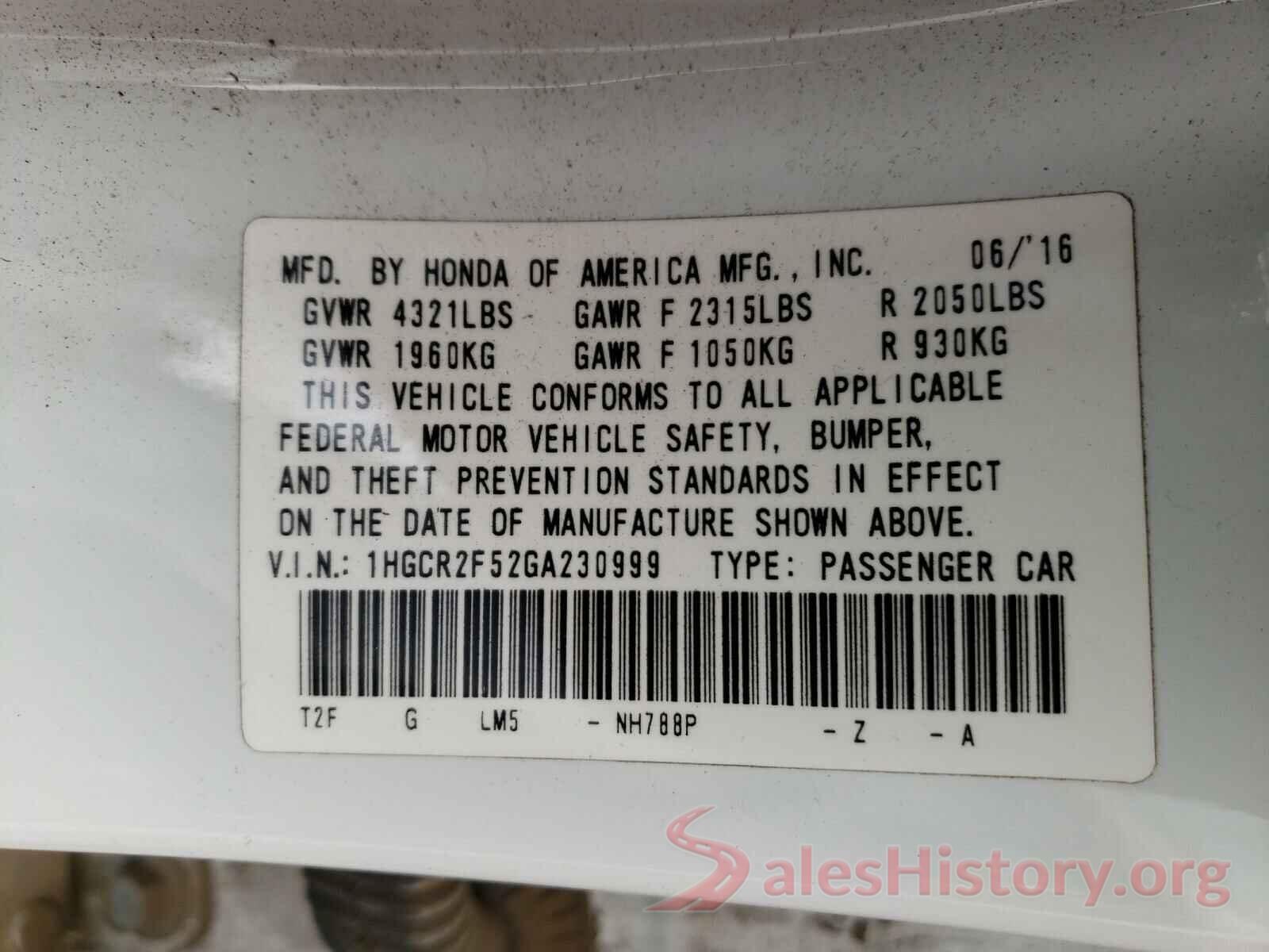 1HGCR2F52GA230999 2016 HONDA ACCORD