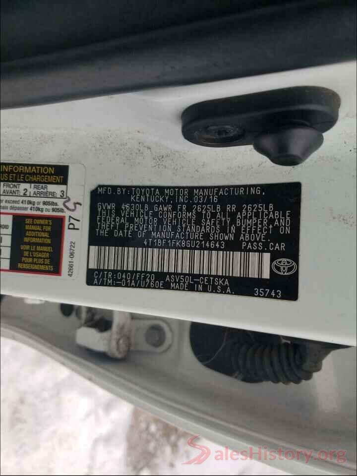 4T1BF1FK8GU214643 2016 TOYOTA CAMRY