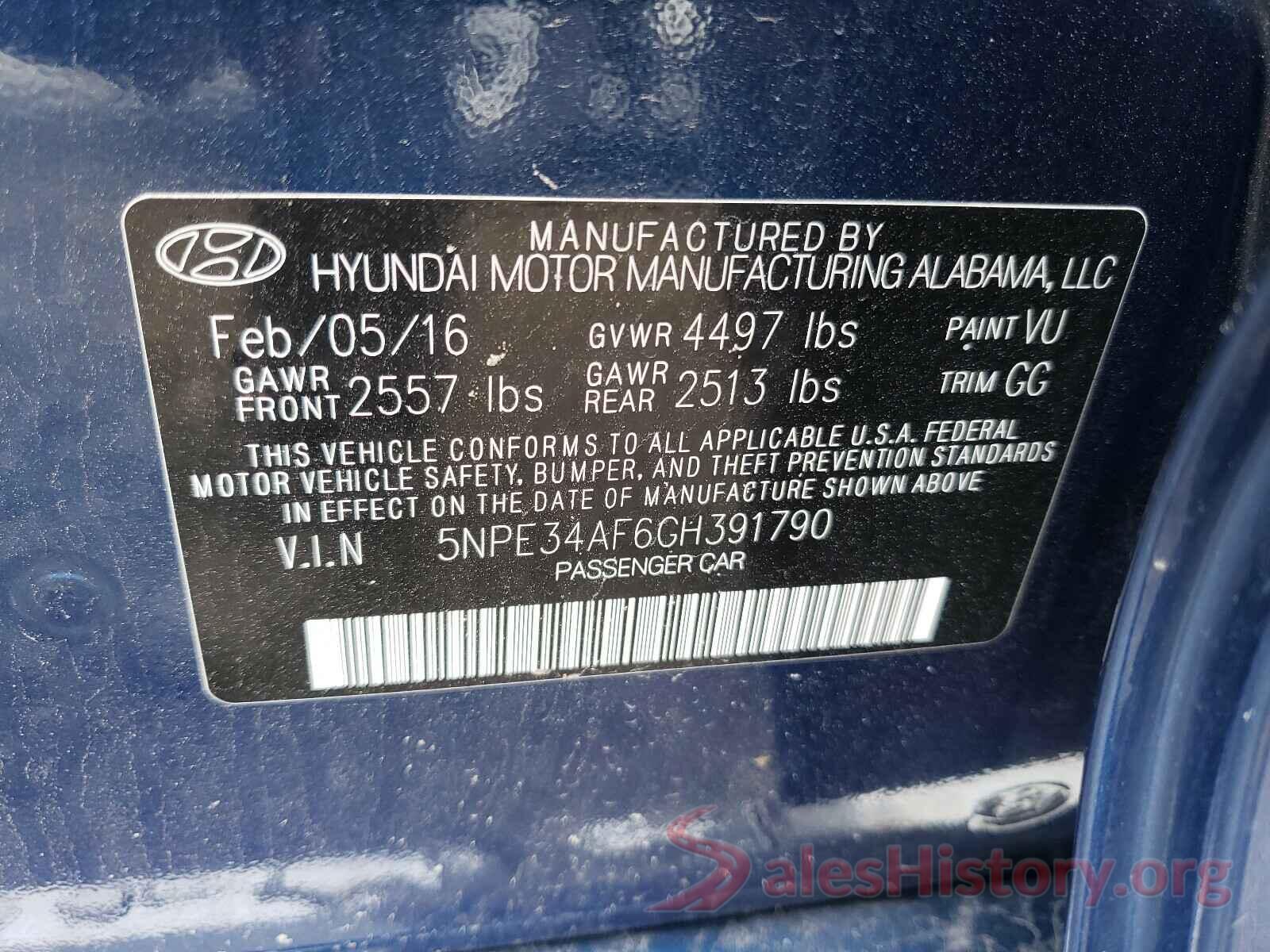 5NPE34AF6GH391790 2016 HYUNDAI SONATA