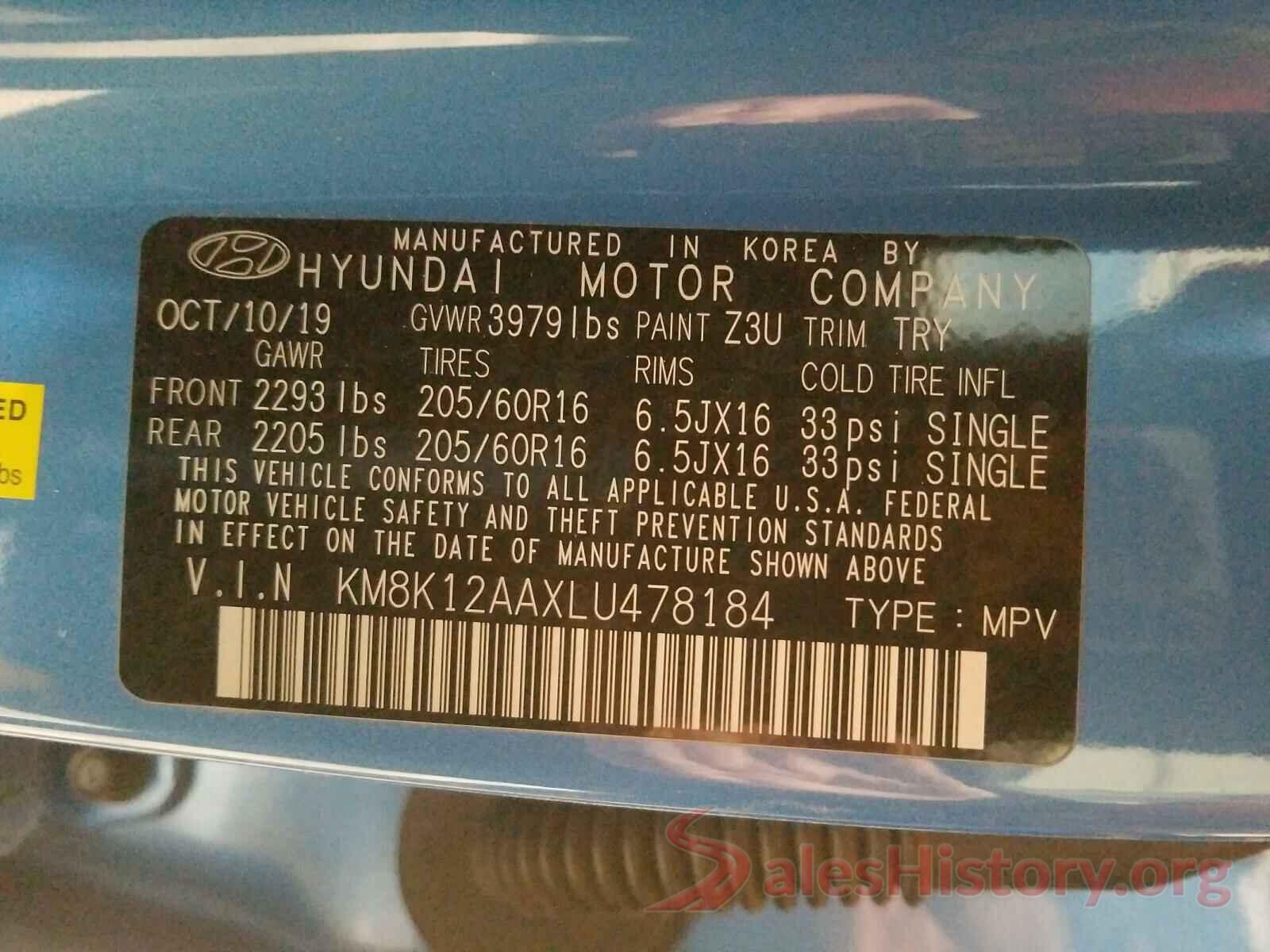 KM8K12AAXLU478184 2020 HYUNDAI KONA