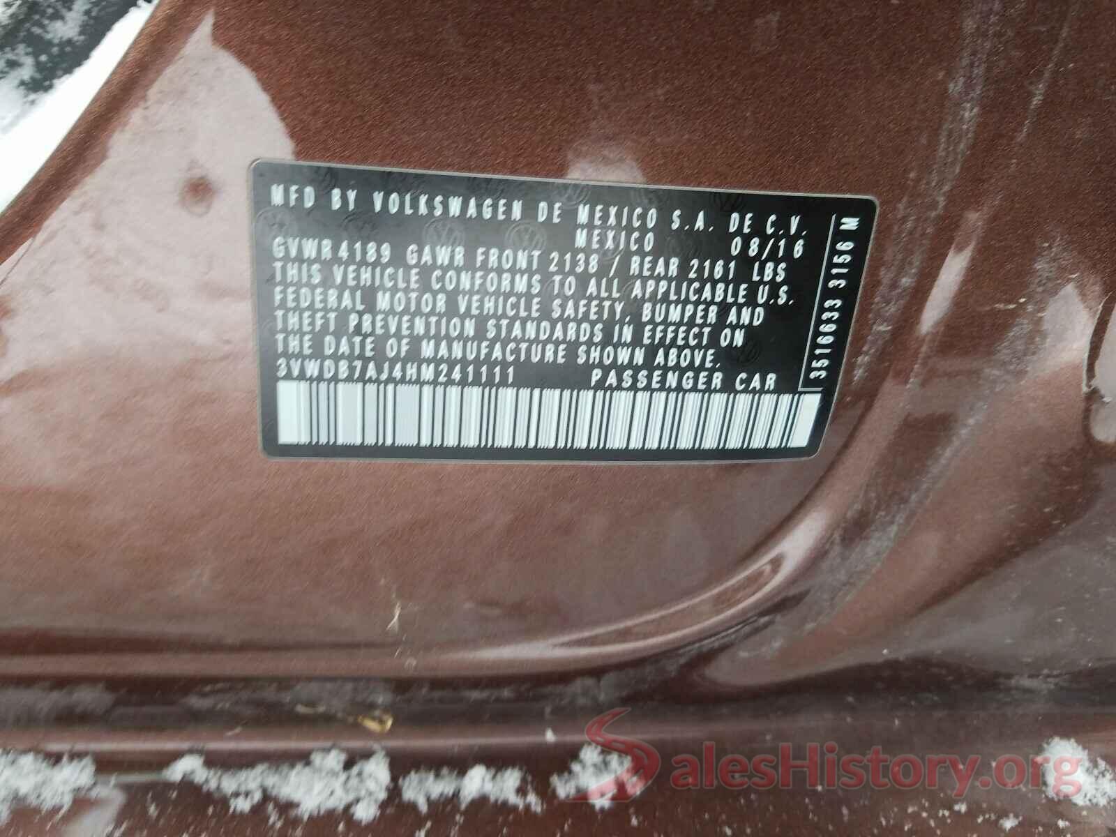 3VWDB7AJ4HM241111 2017 VOLKSWAGEN JETTA